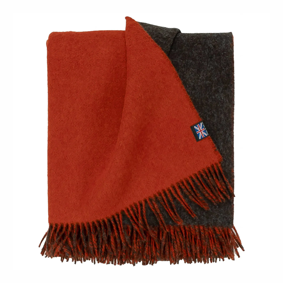 Highland Tweeds Reversible Double Cloth Throw~Charcoal/Camel