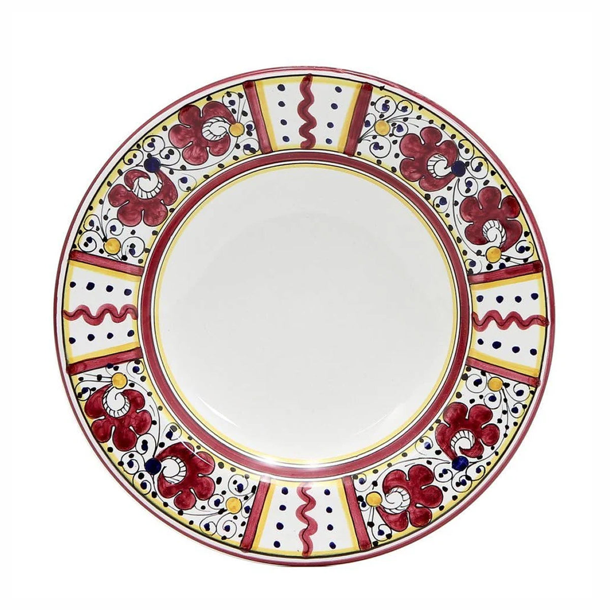 ORVIETO RED ROOSTER: Rim Pasta Soup Plate (White Center)