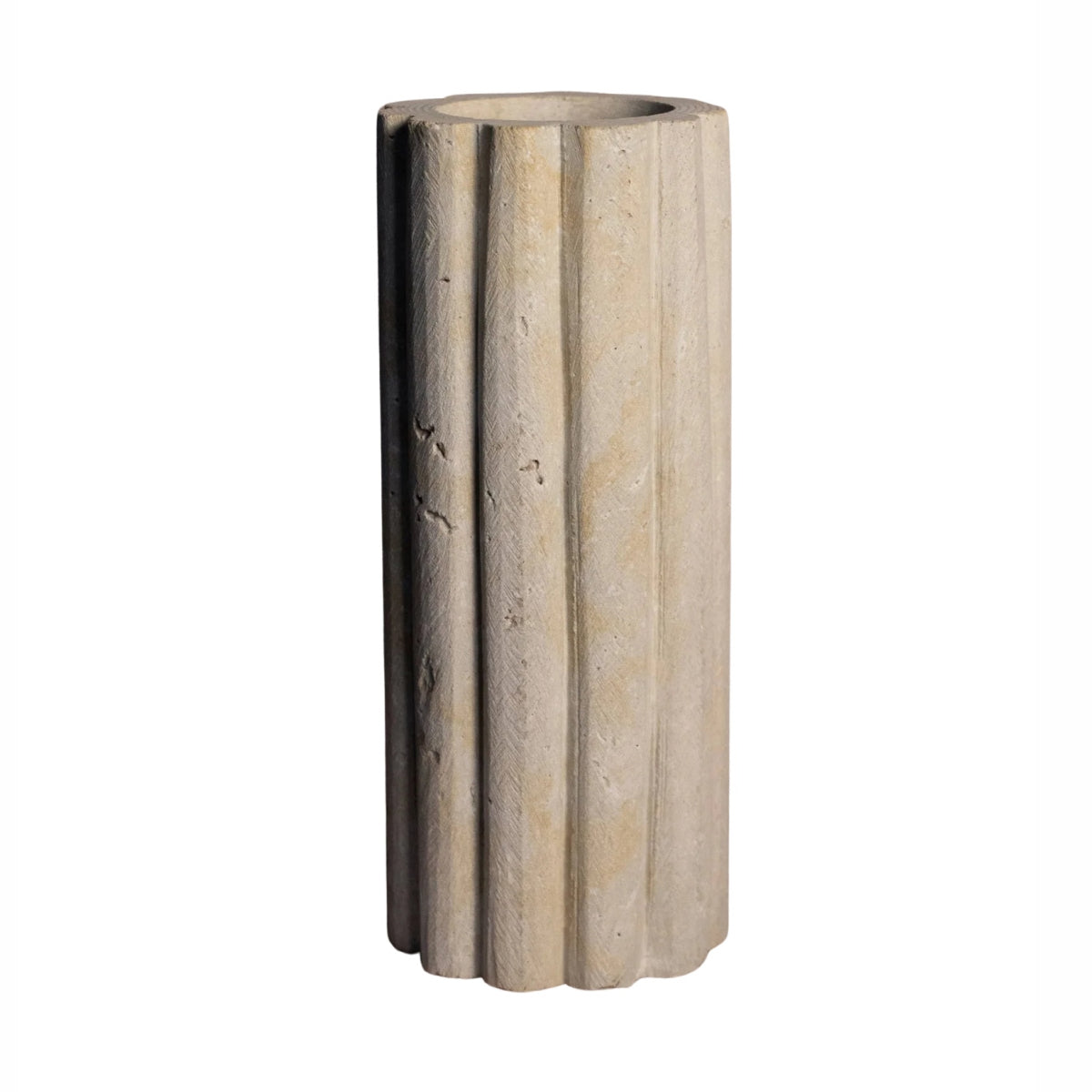 Medium Fluted Vase - Travertine