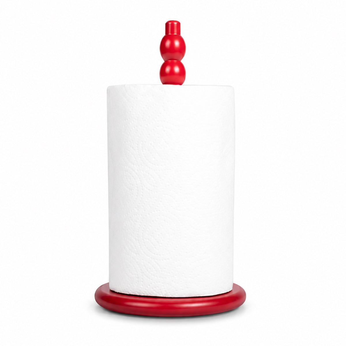 Wooden Kitchen Roll Holder in Chilli Red