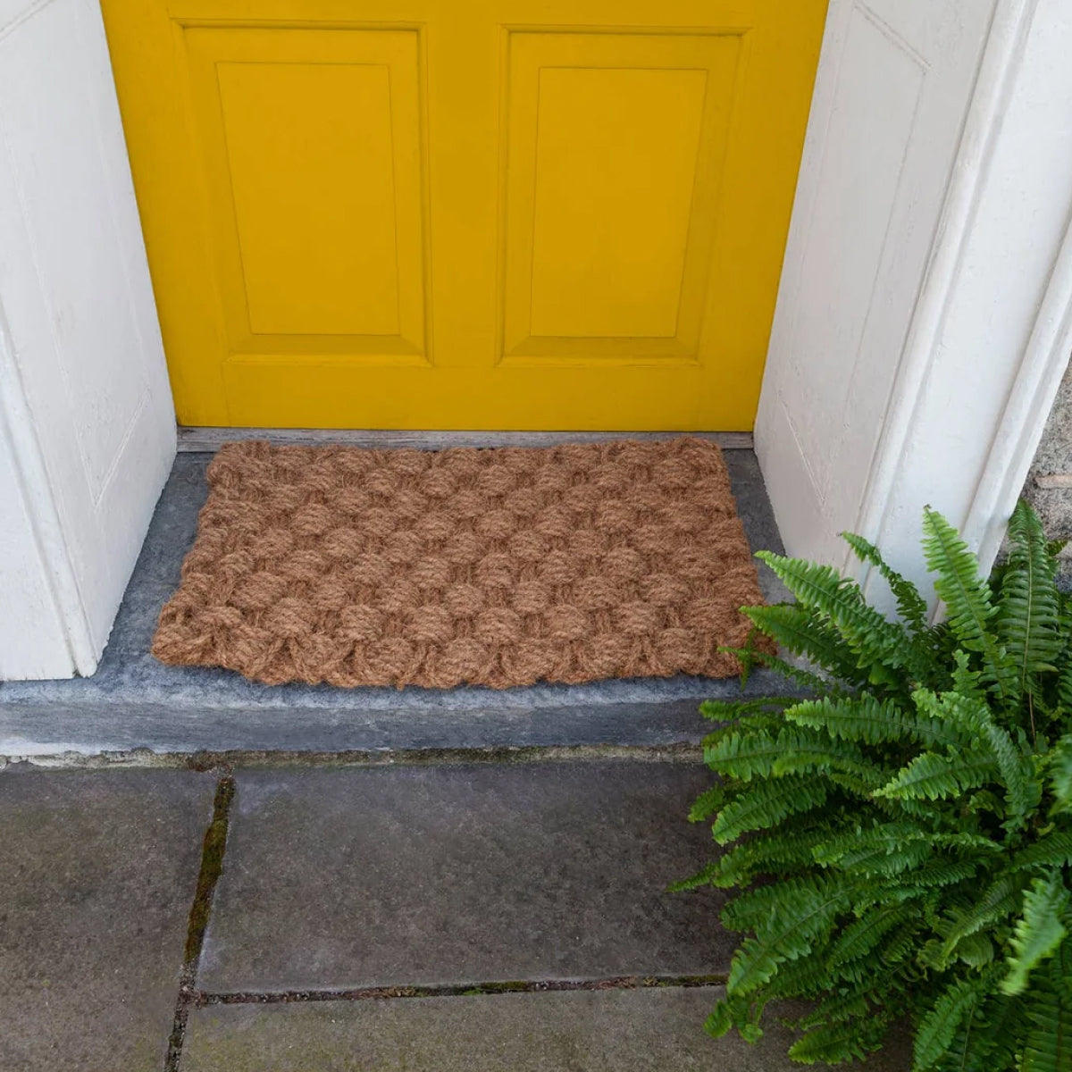 Basket Weave Woven Coconut Fiber Doormat: 24X36
