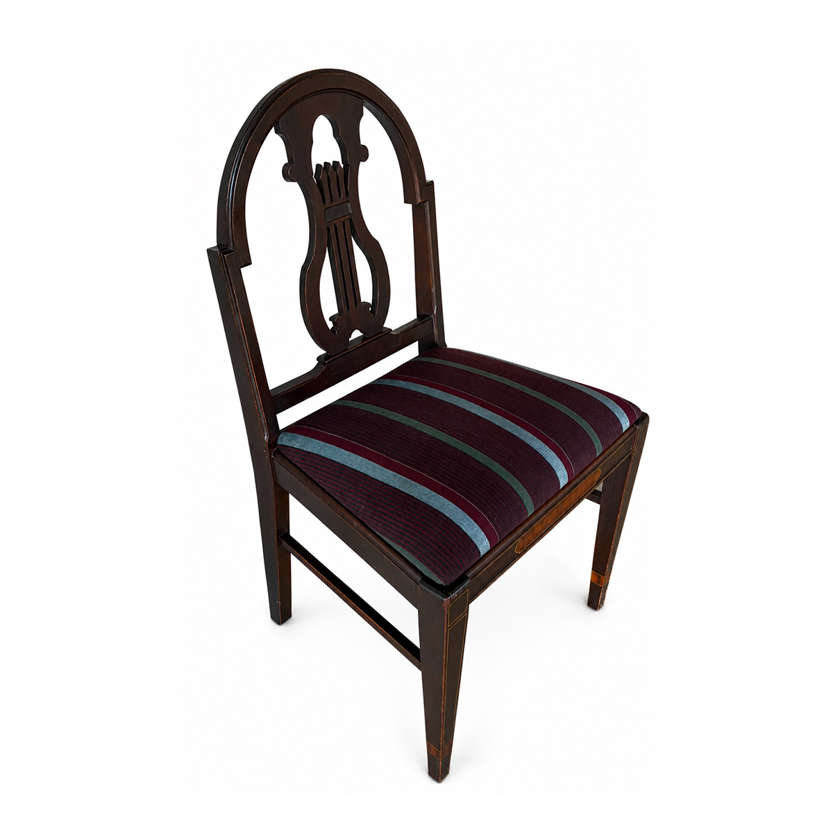 Vintage Wood Chair in Duncan Phyfe Style with Custom Reupholstered Cushion