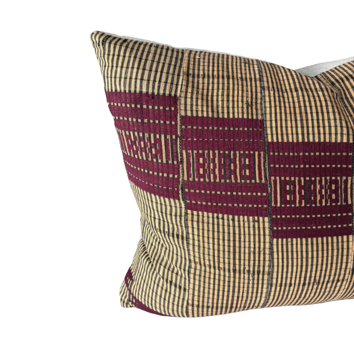 Vintage African Cloth Maroon & Tan Pillows 19” x 24”