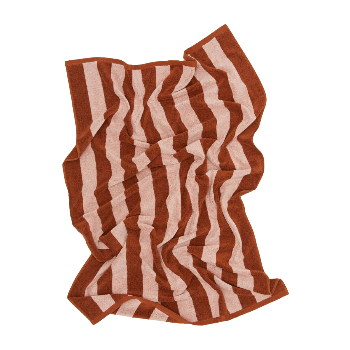 SIMPLE STRIPED TERRY TOWELS - BLUSH/TERRACOTTA: WASHCLOTH