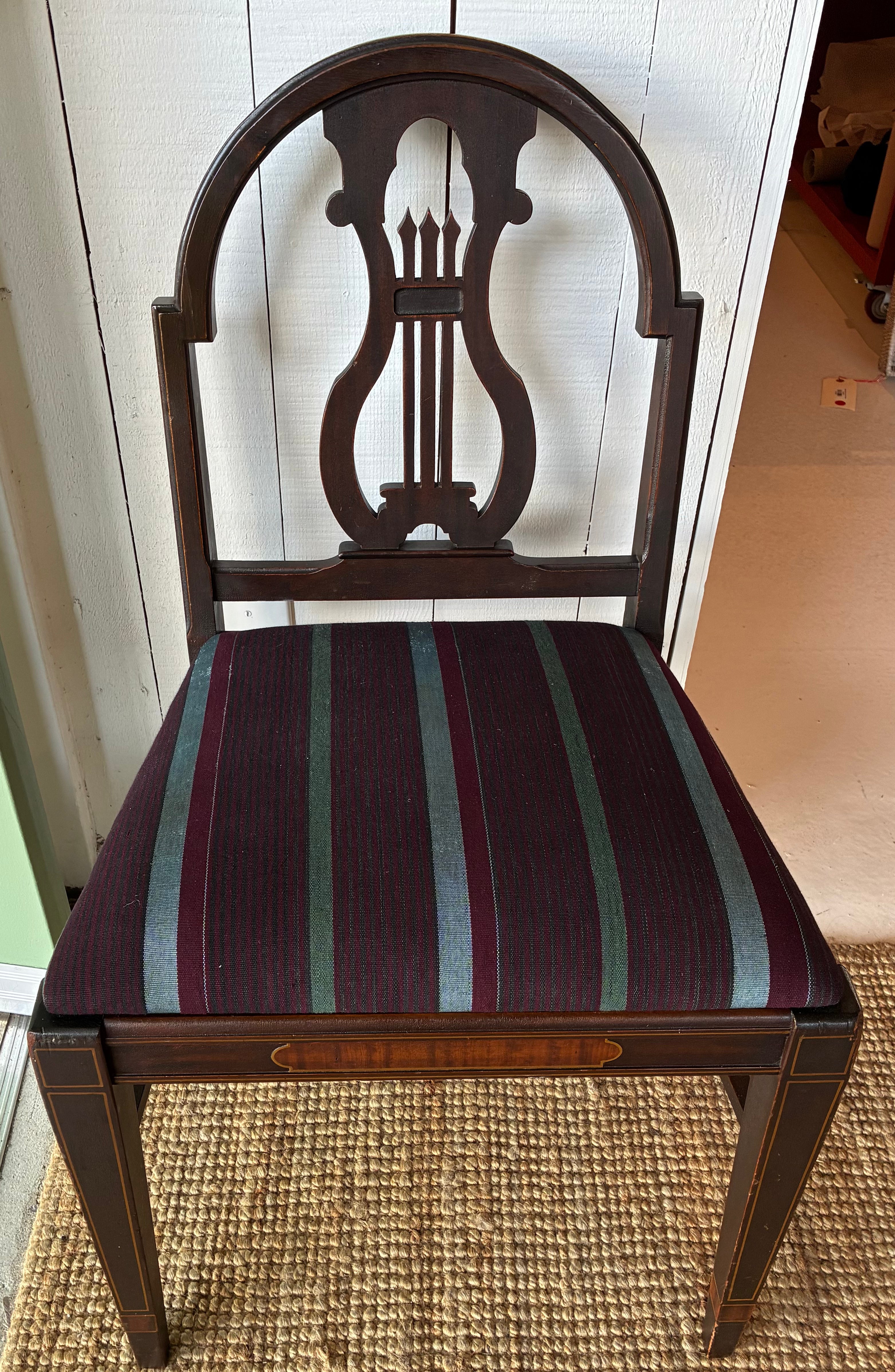 Vintage Wood Chair in Duncan Phyfe Style with Custom Reupholstered Cushion
