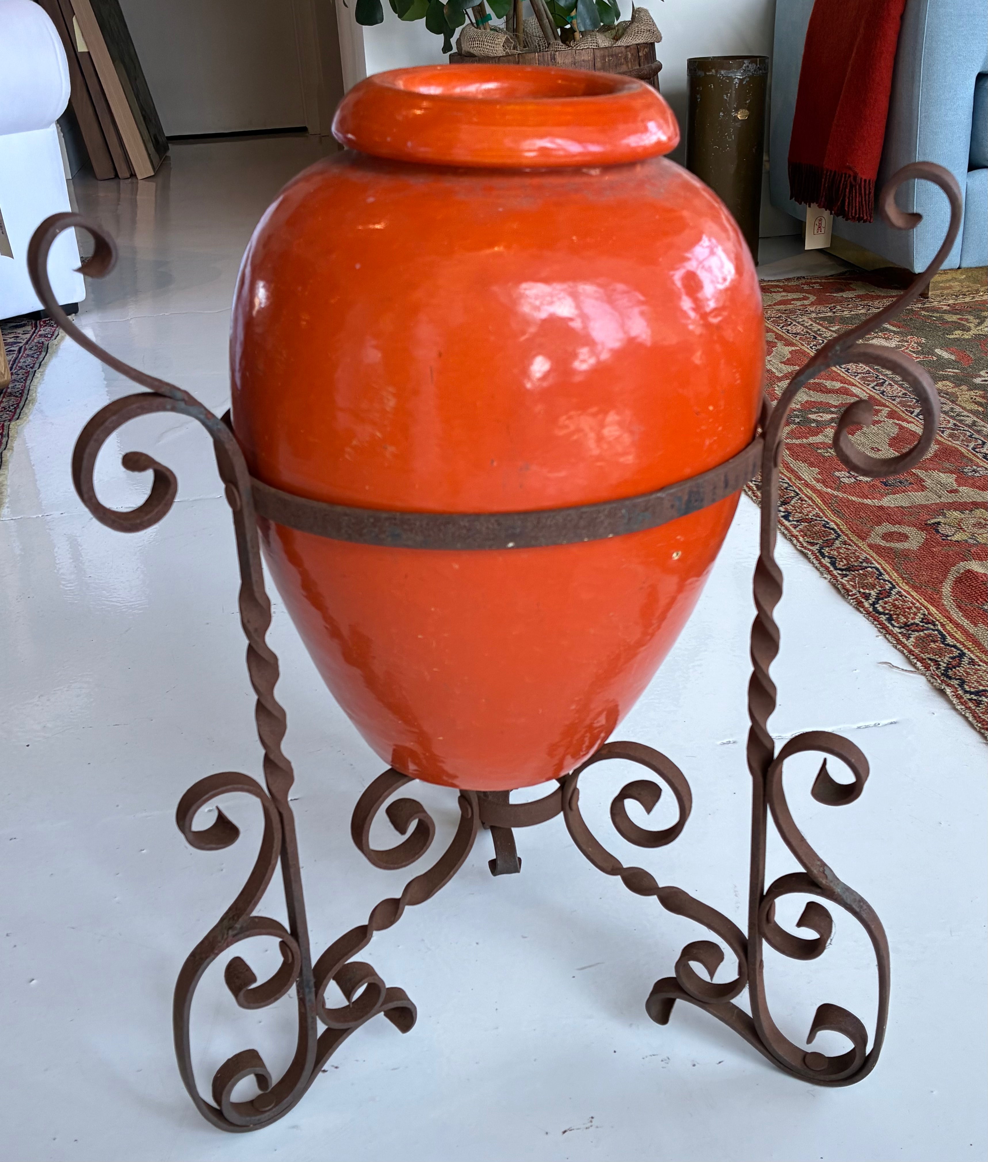Vintage Bauer Oil Jar on an Iron Stand