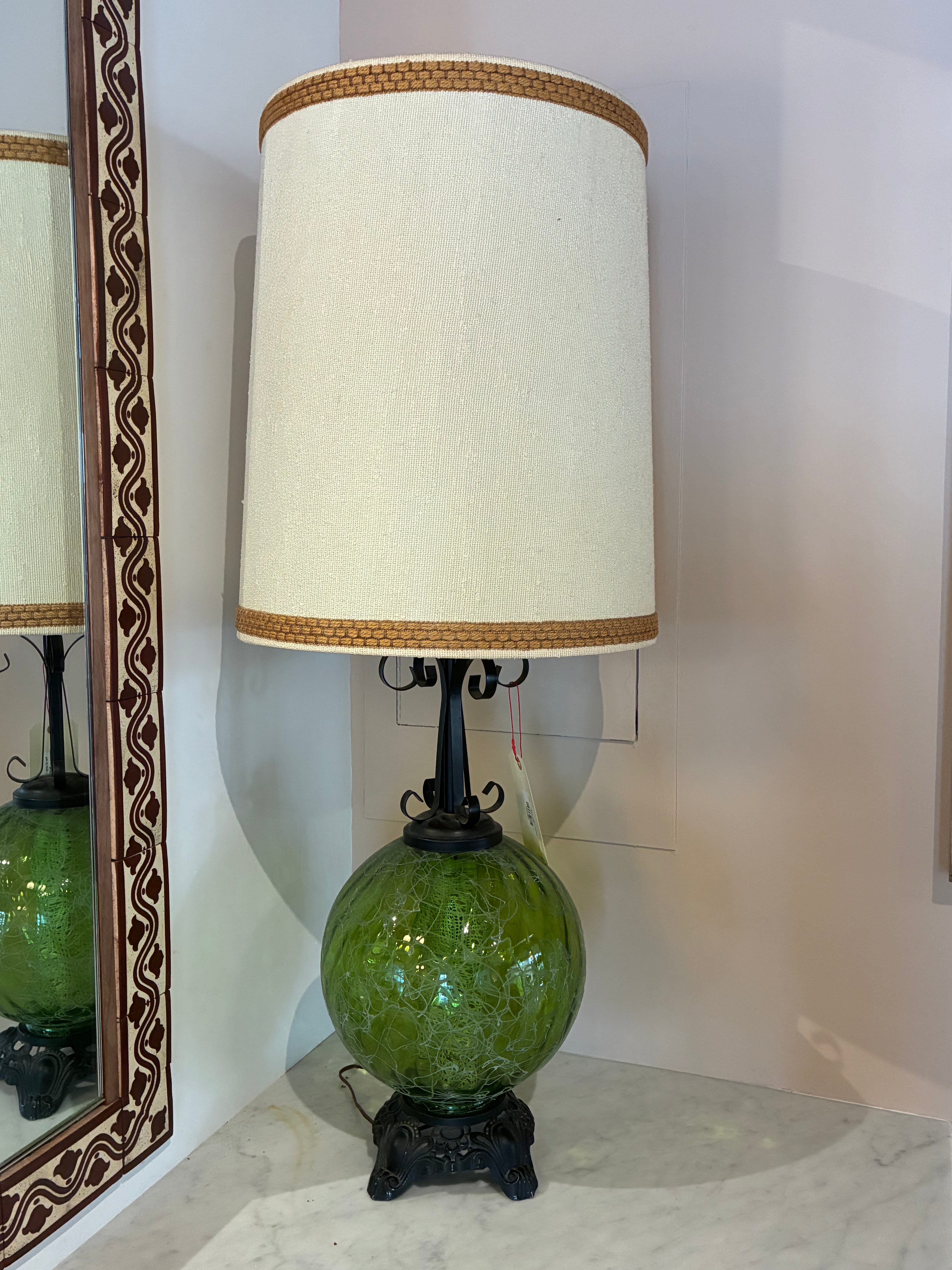 Pair of Large Green Lamps