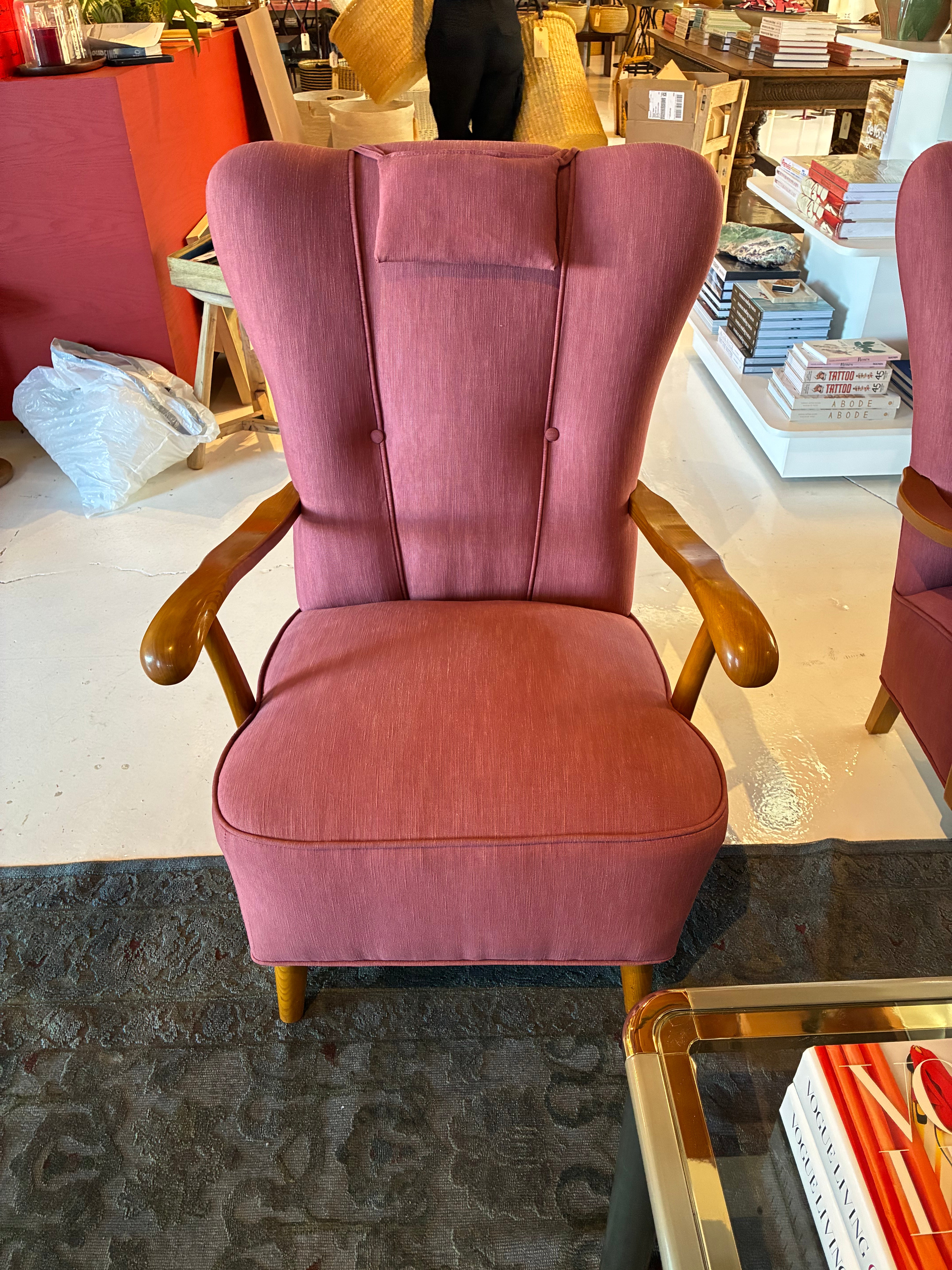 Vintage Danish Reupholstered Armchairs Circa 1880