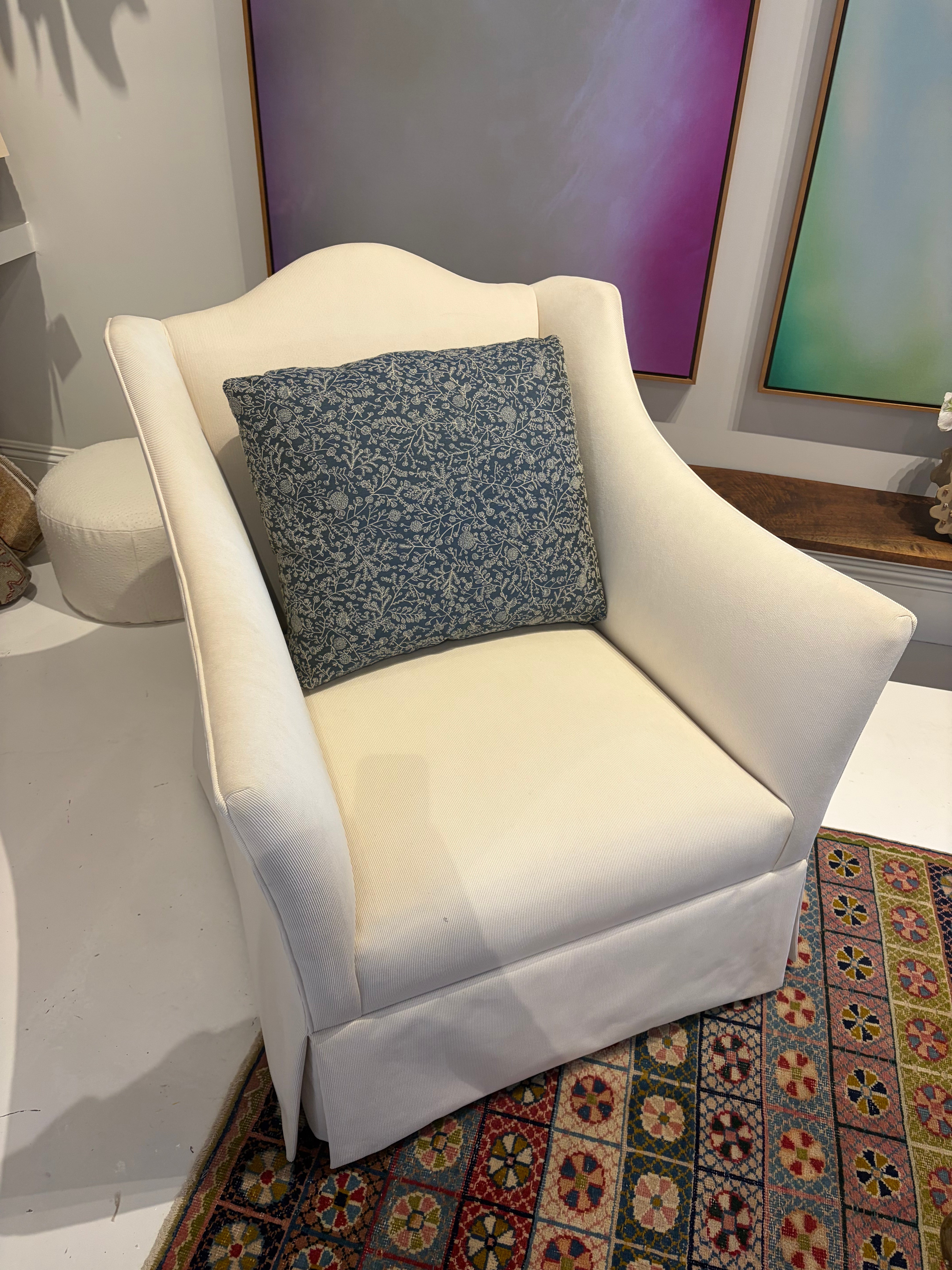 Wing Chair with Blue BDDW Pillow