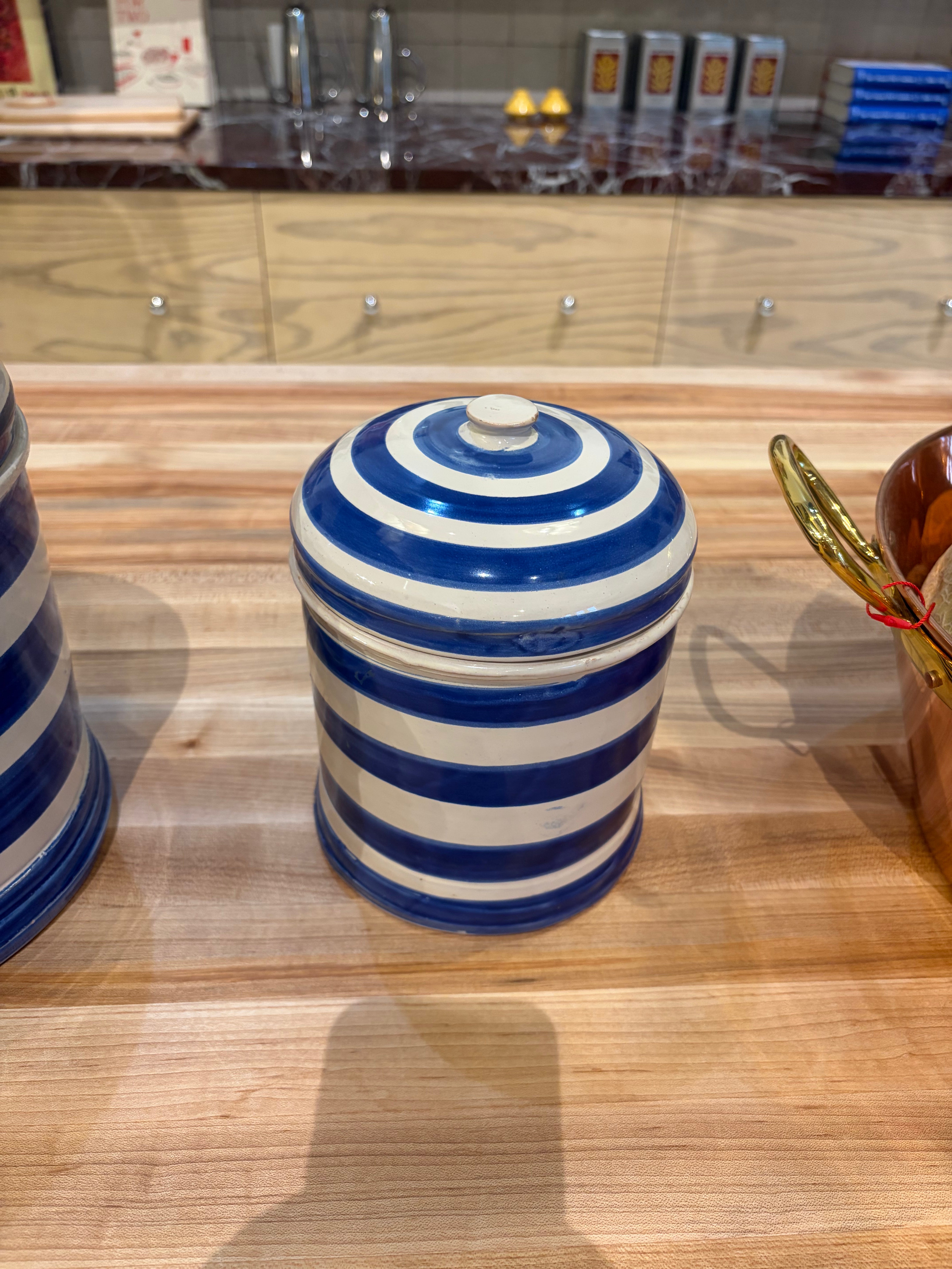 Blue Striped Lidded Ceramic (small)