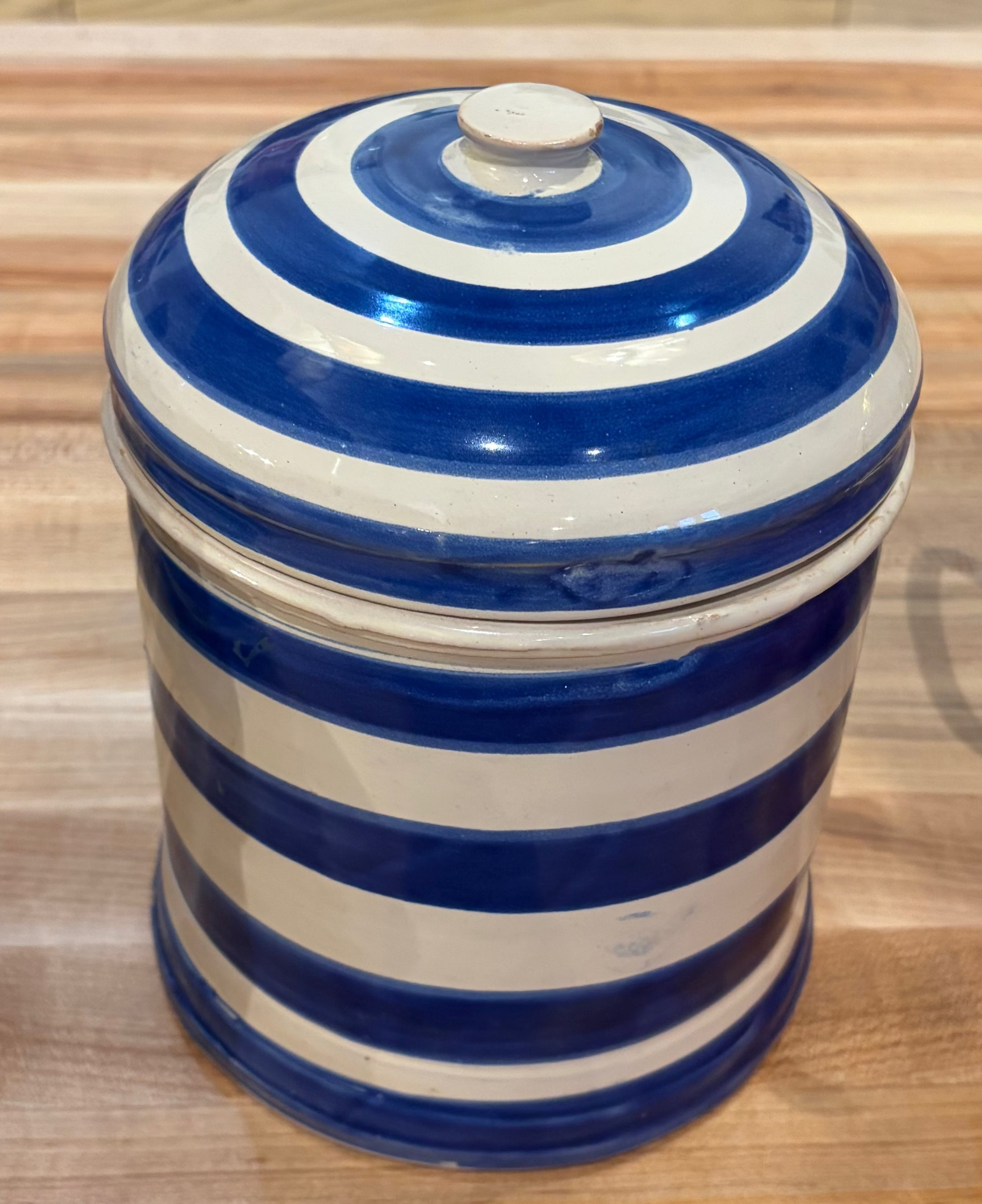 Blue Striped Lidded Ceramic (small)