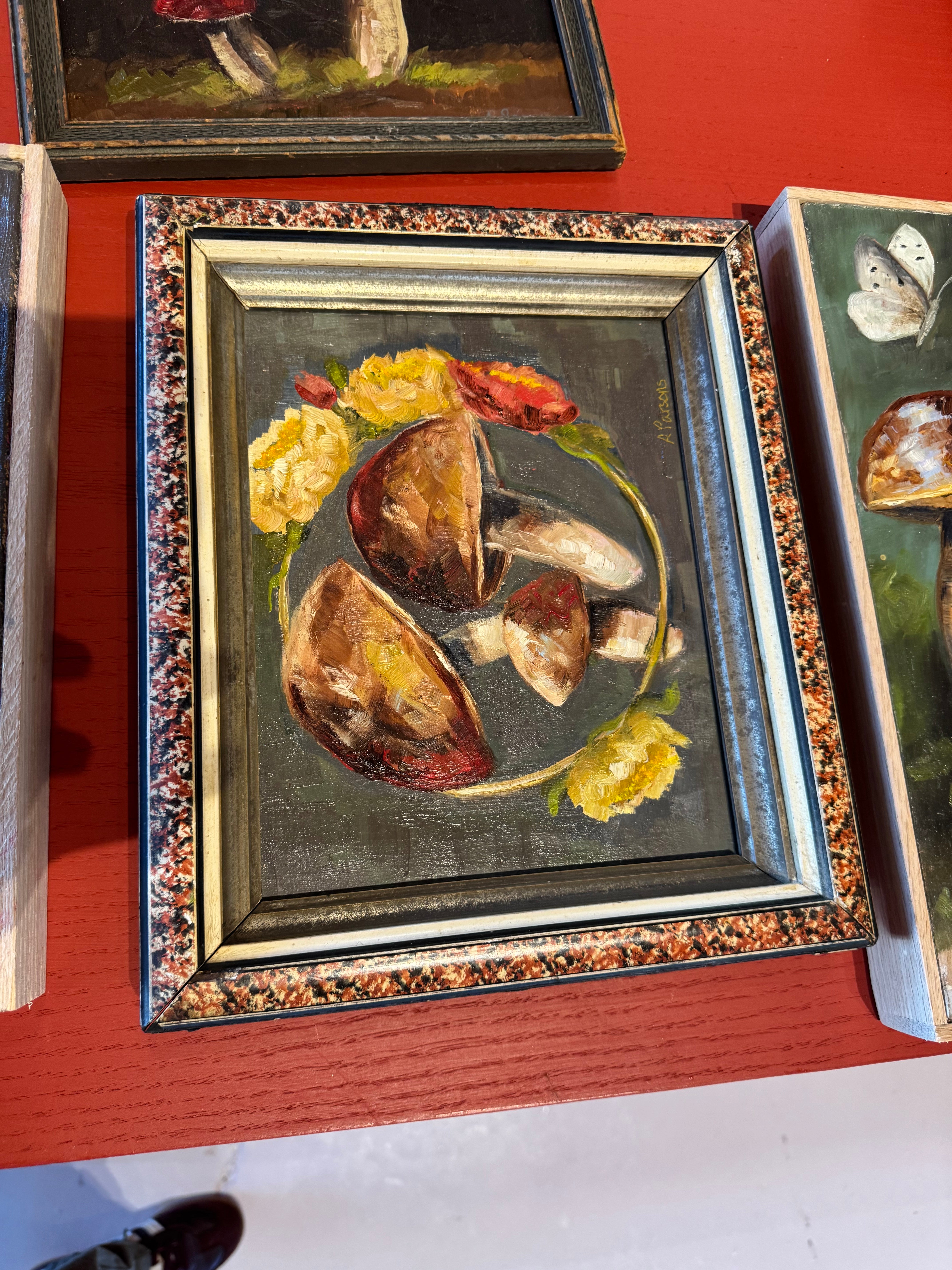 Ali Parsons, Mushrooms in Flower Crown 11”x12.5”