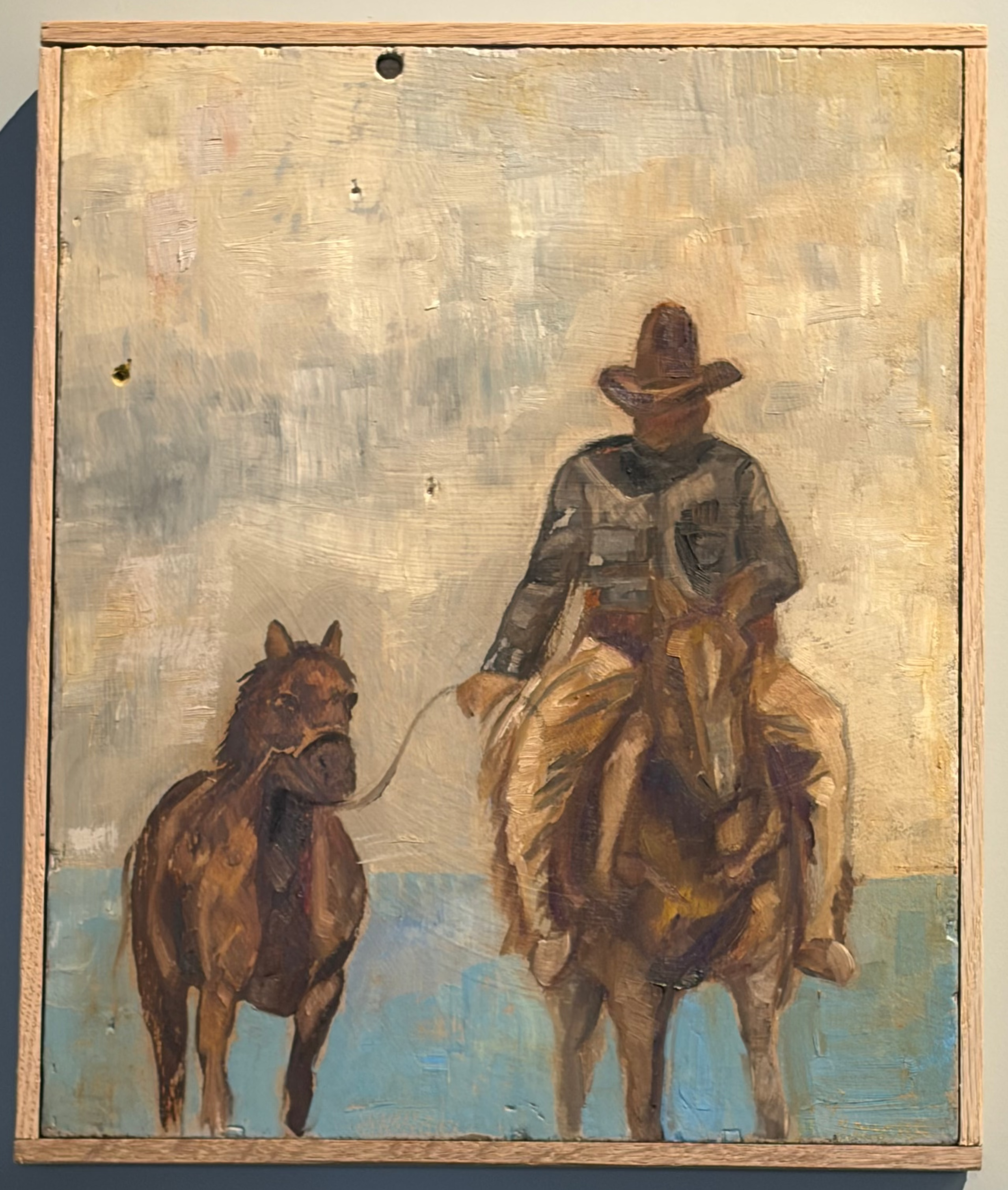 Ali Parsons, Cowboy with Two Horses 12”x10”