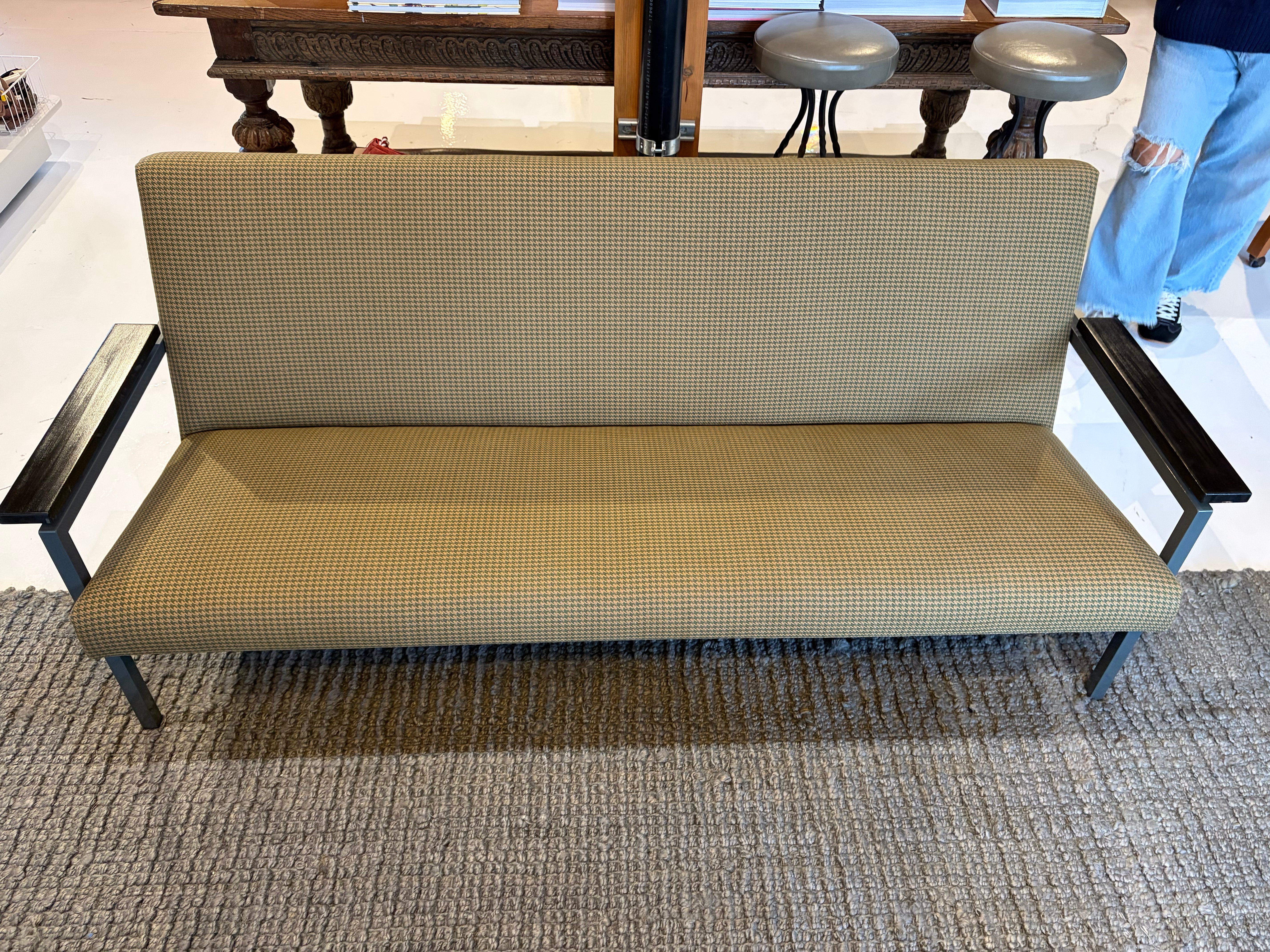 Houndstooth Metal Arm Sofa