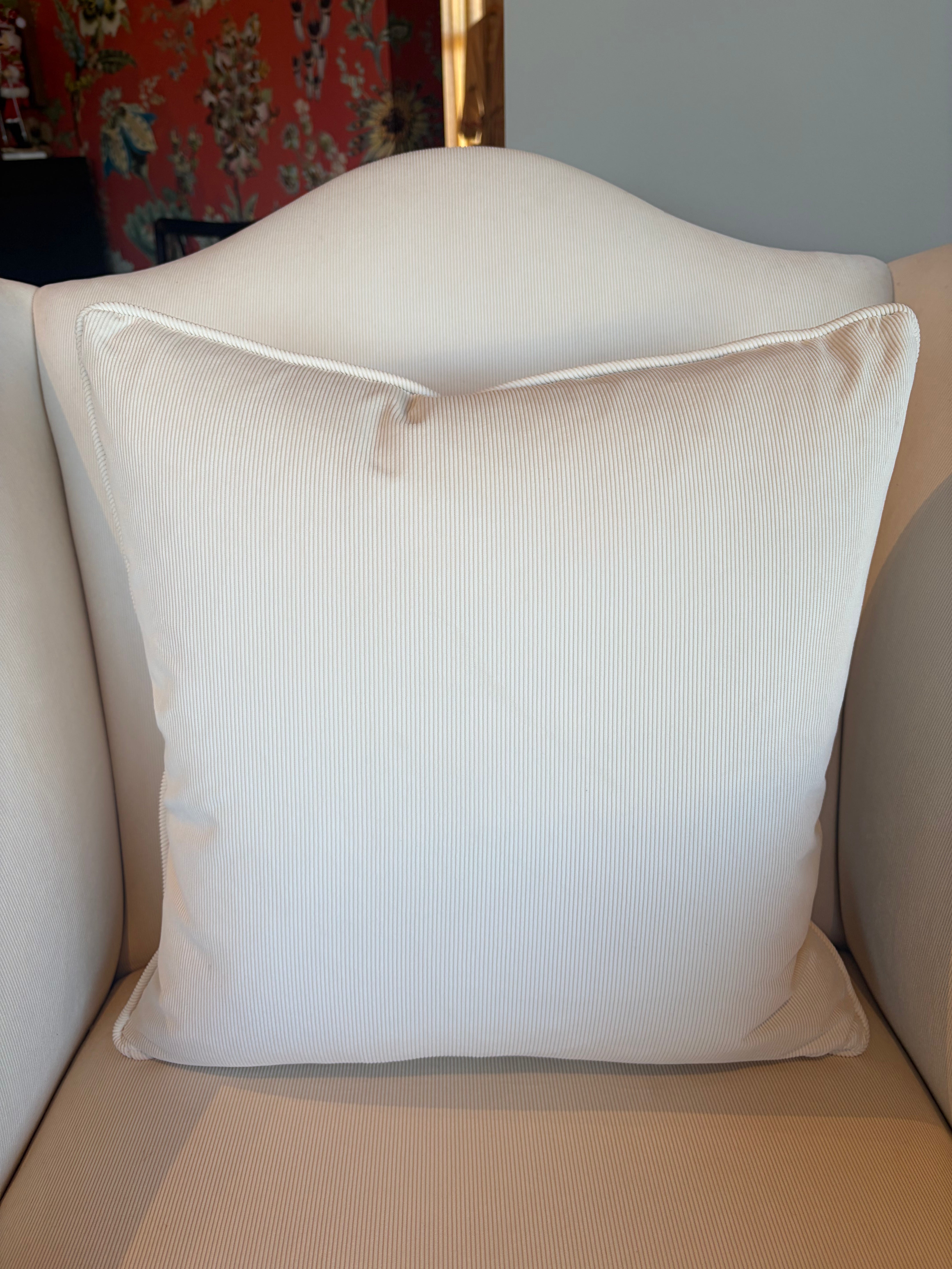 White Corduroy Square Pillow