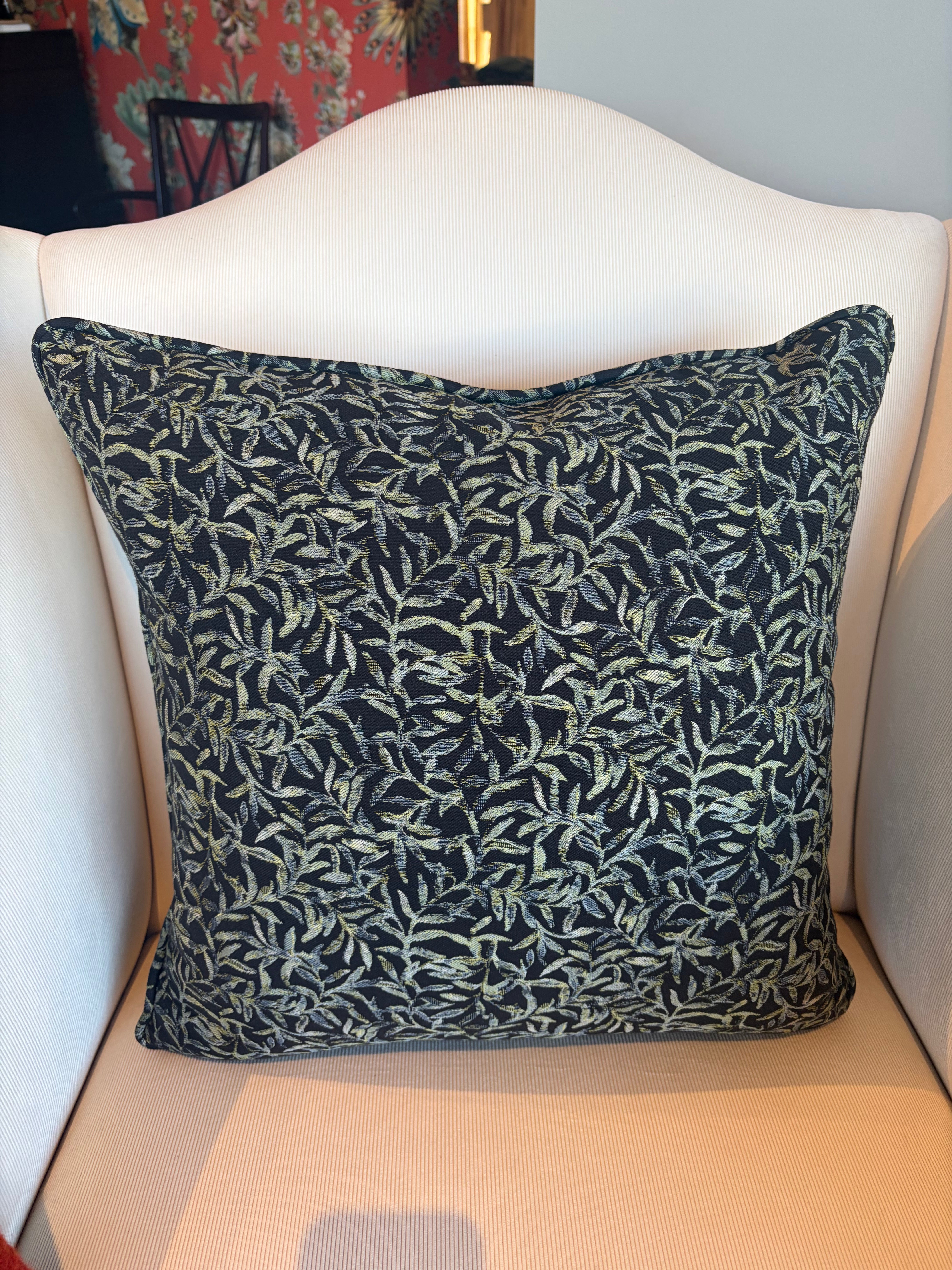 Square Dark Leaf Pillow