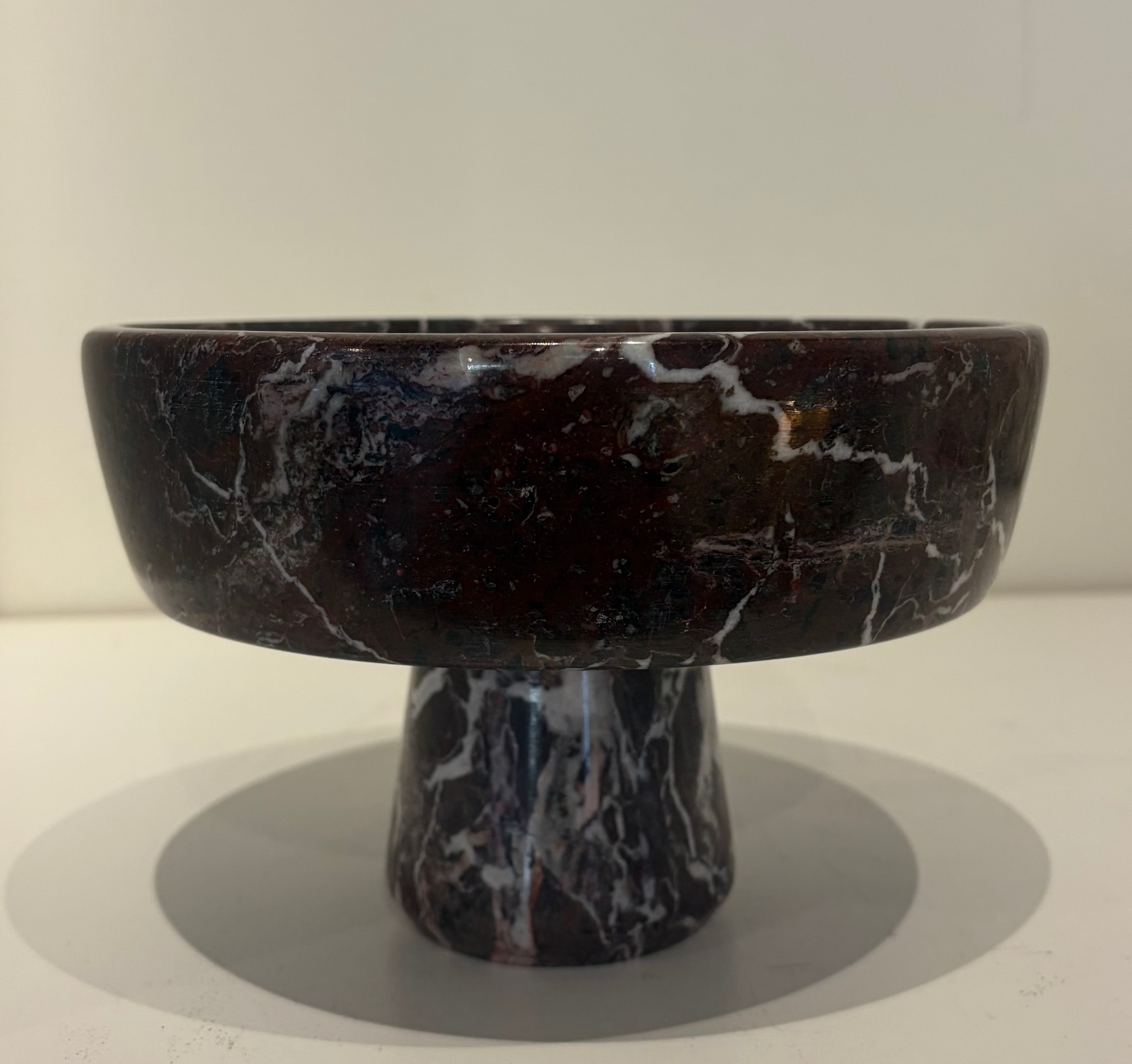 Pedestal Bowl - Red Zebra Marble