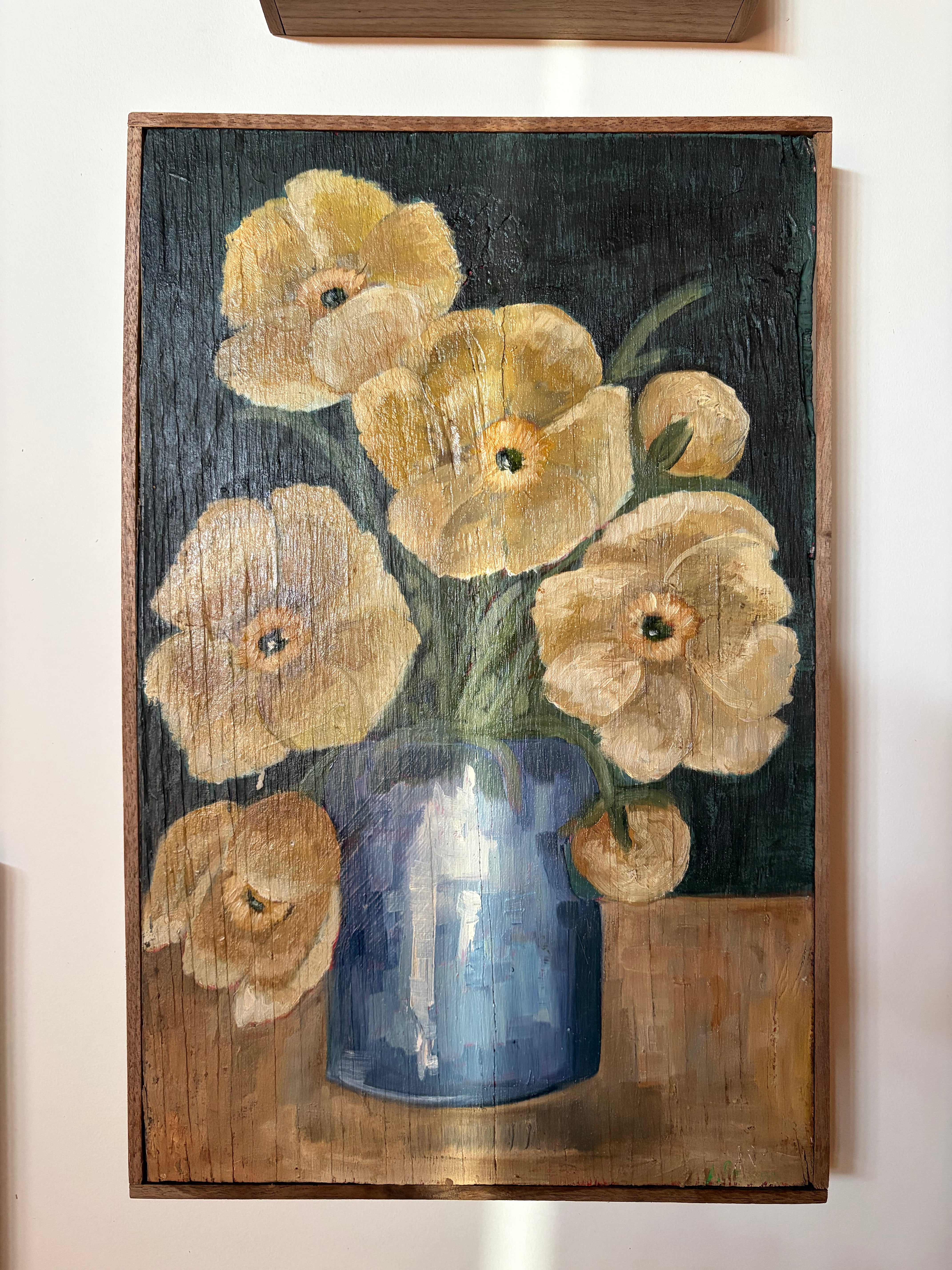 Yellow Poppyflower in Vase oil painting 12x18