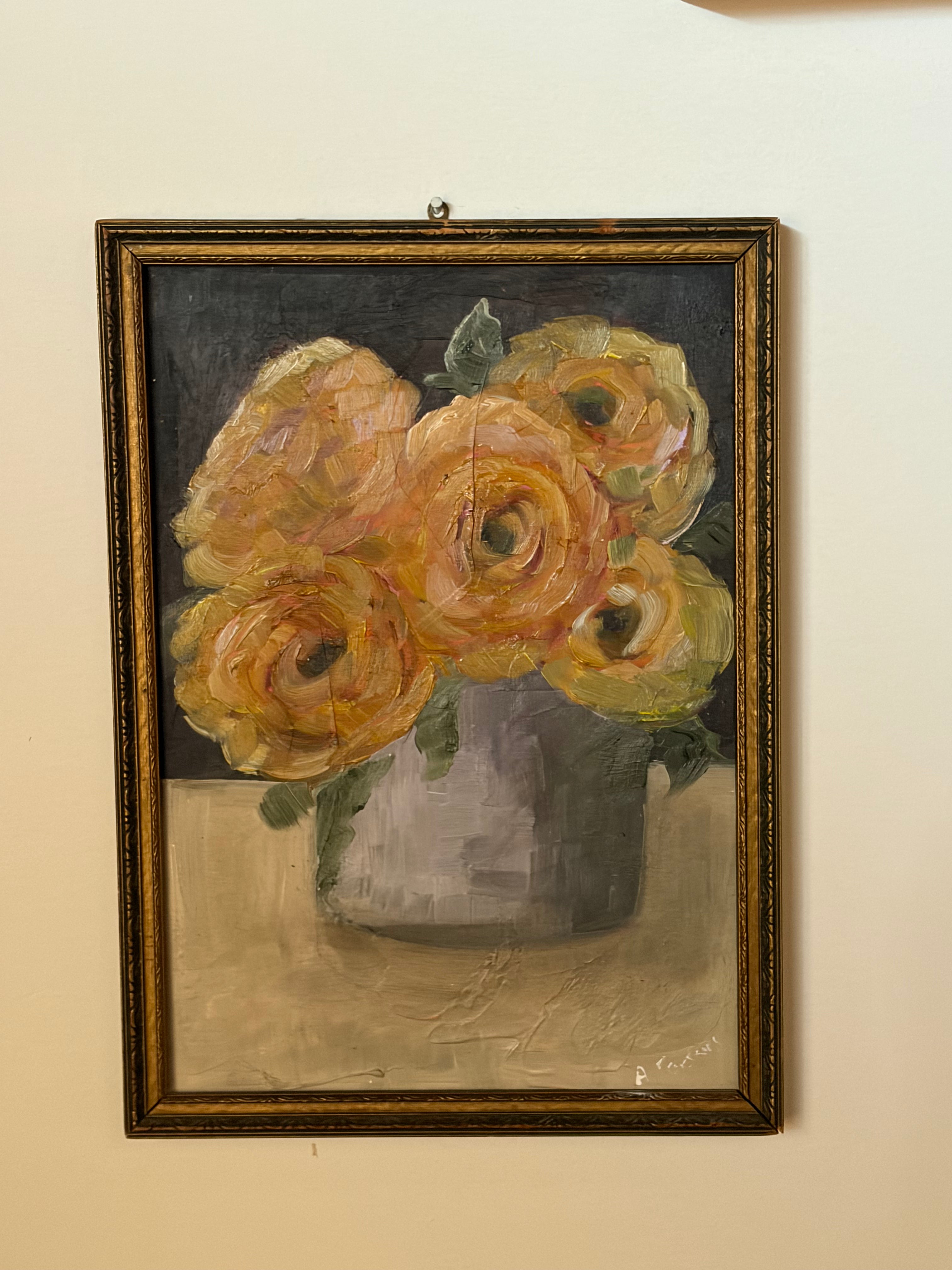 Yellow Roses in Vase oil painting 10x8