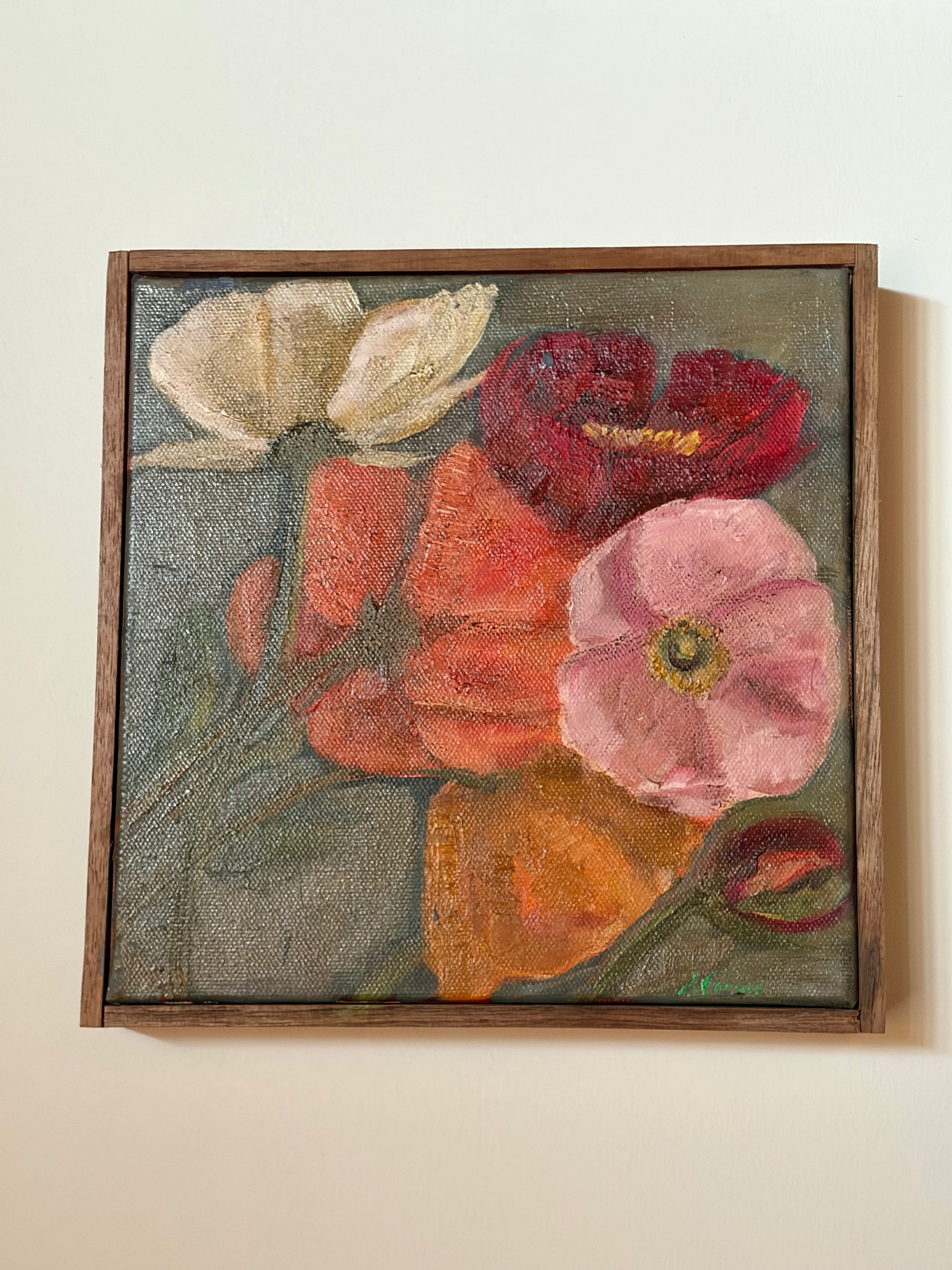 Colorful Flower Stems oil painting 8x8