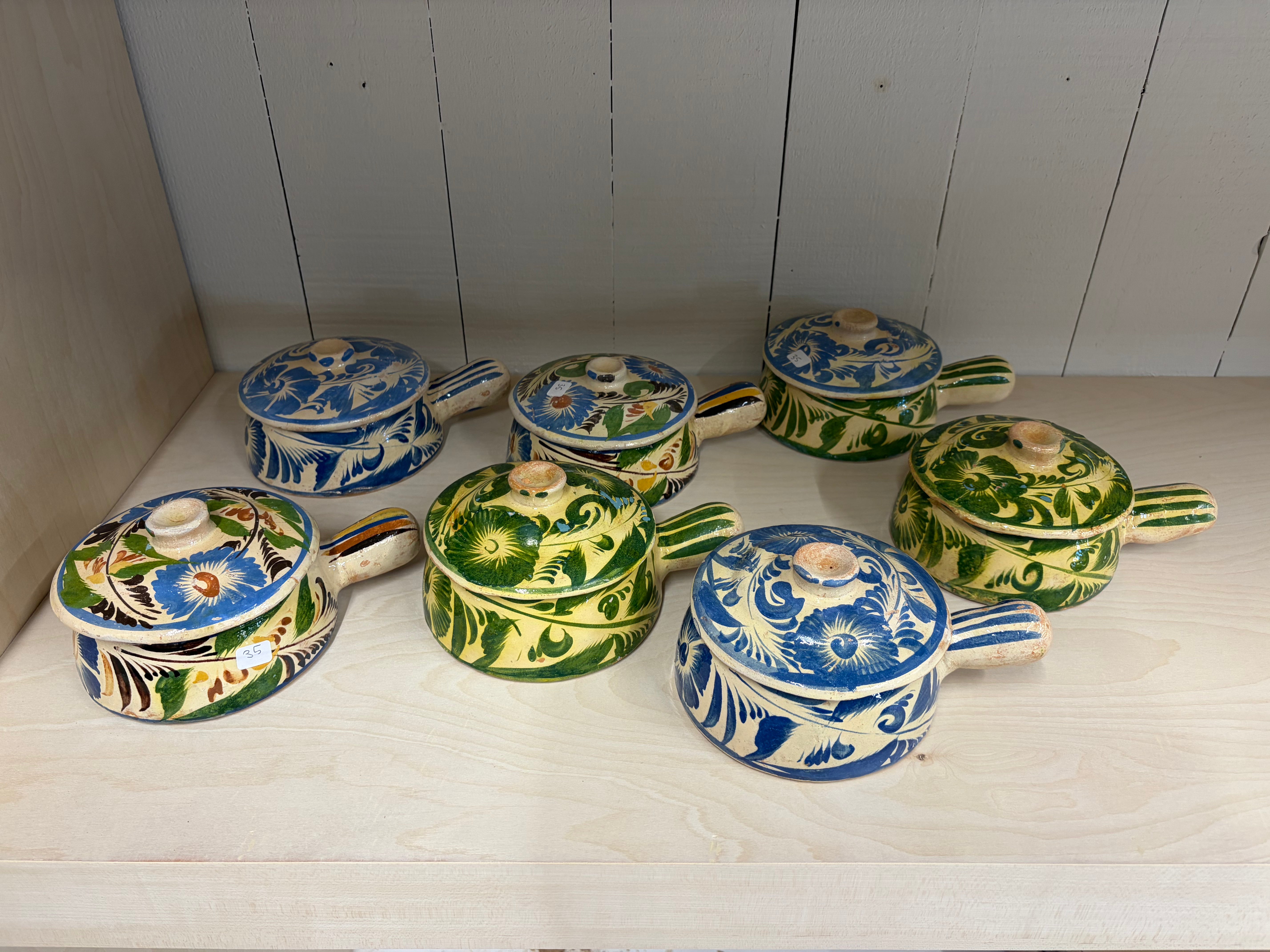 Traditional Portuguese Clay Terracotta Hand-Painted Cooking Pot with Lid