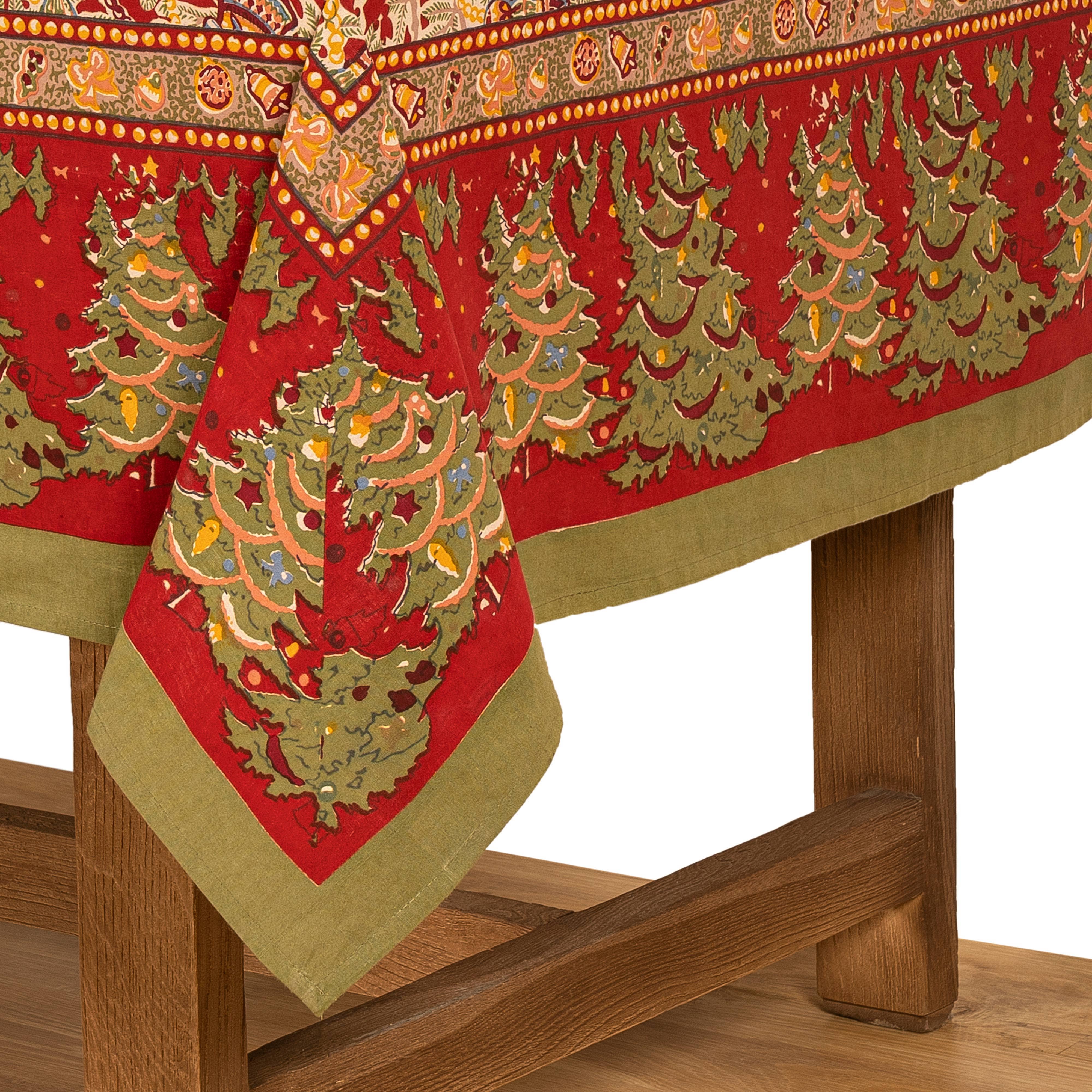 Noel Red & Green | French Tablecloths: 59" x 59"