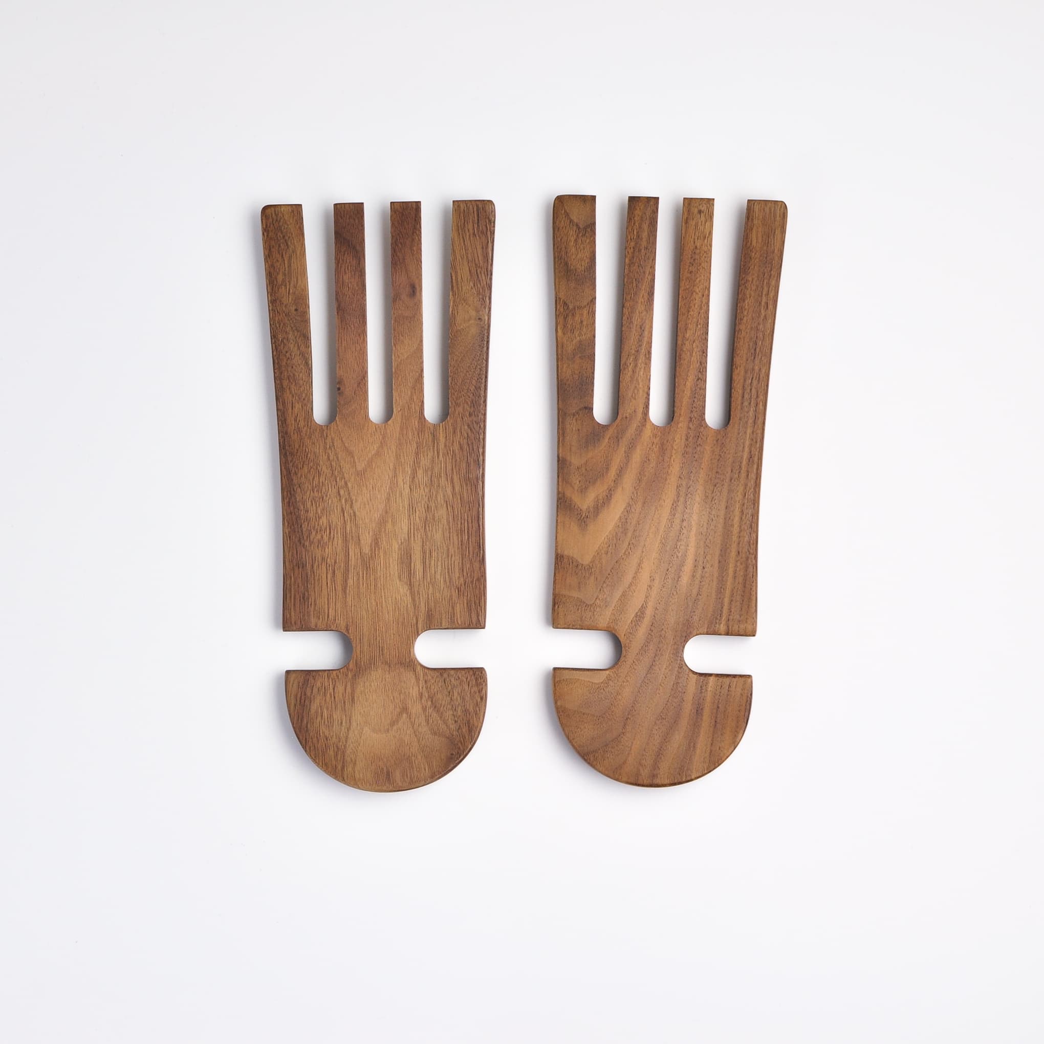 9" Walnut Wood Salad Hands - Handmade Serving Utensils