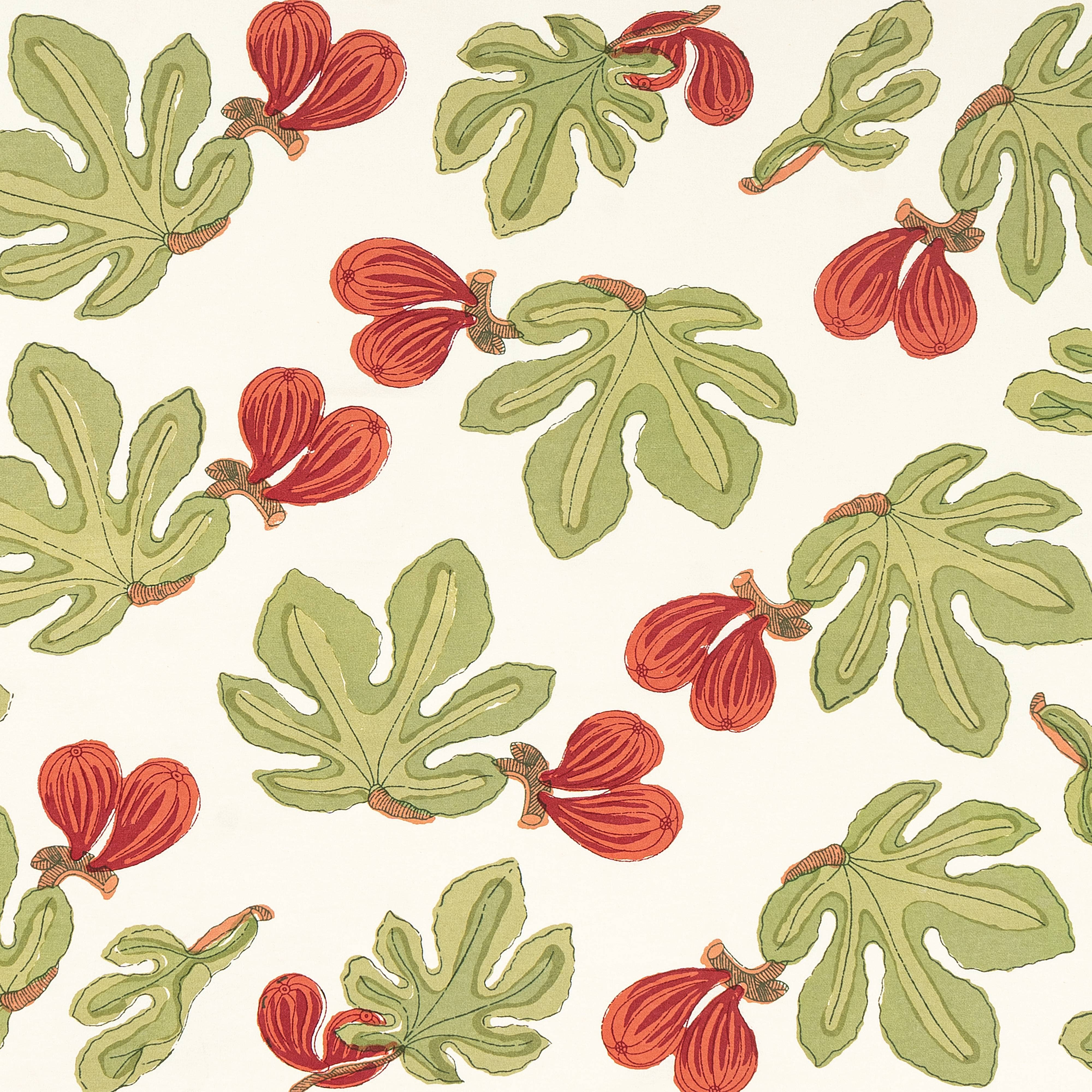 Fig Red& Green | French Tablecloths: 59" x 59"