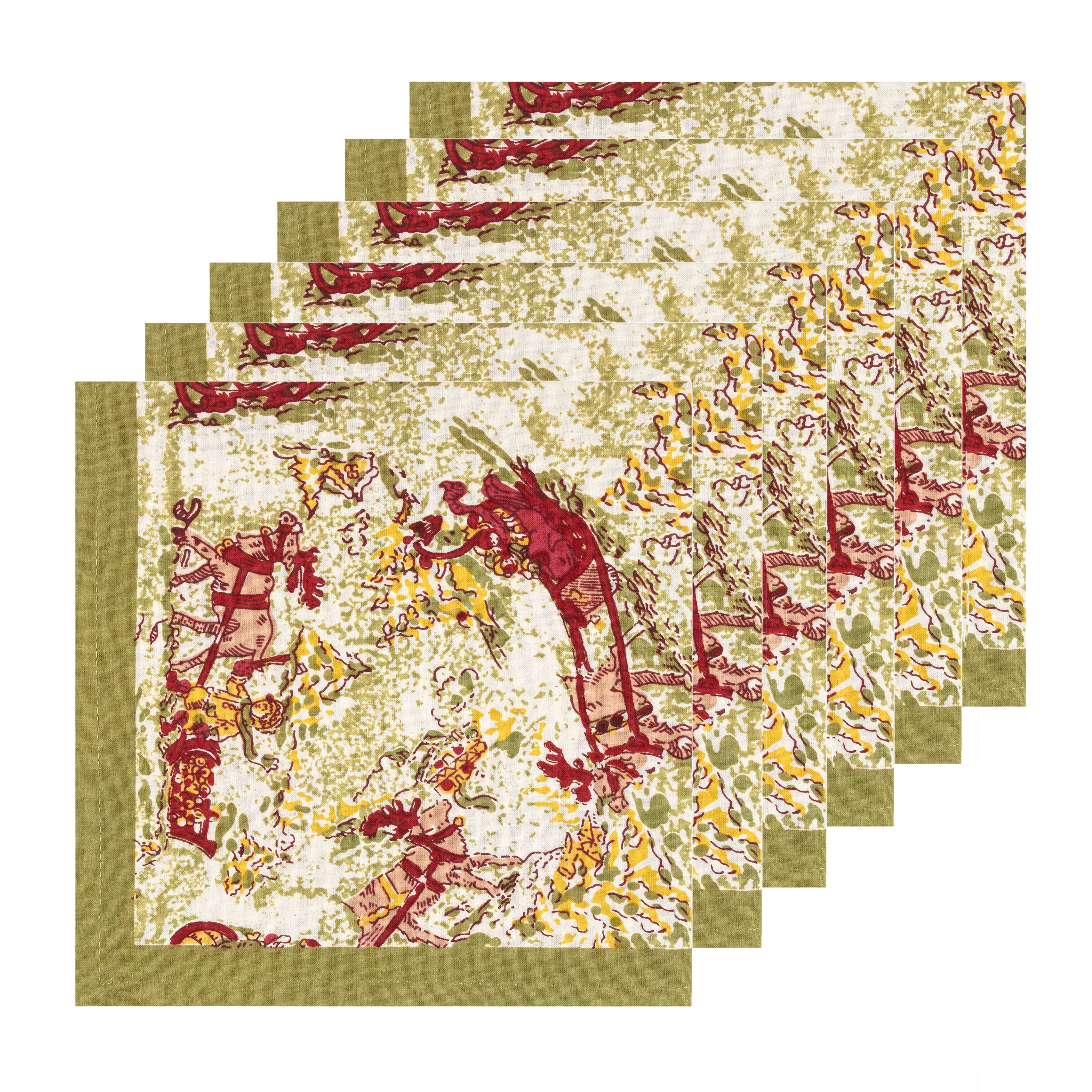 Renne Reindeer Red & Green Napkins - Set of 6