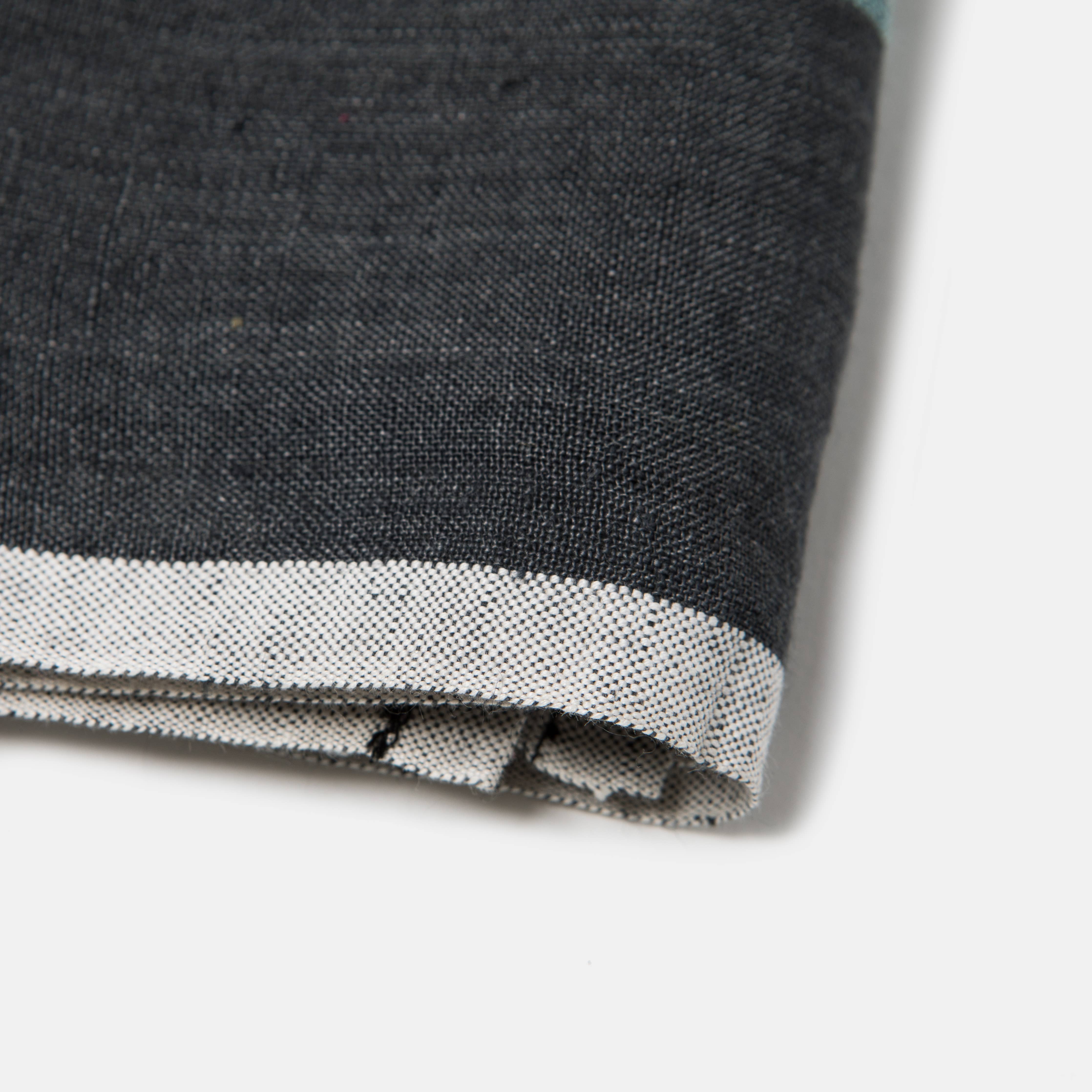 Linen Charcoal/Aqua Towel Napkins 20x30 Set of 2