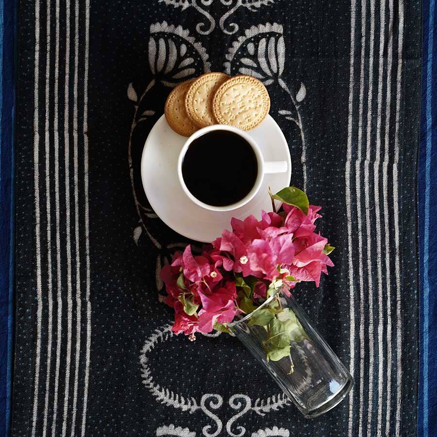 Black & White Table Linens Cotton Table Runner - Danya