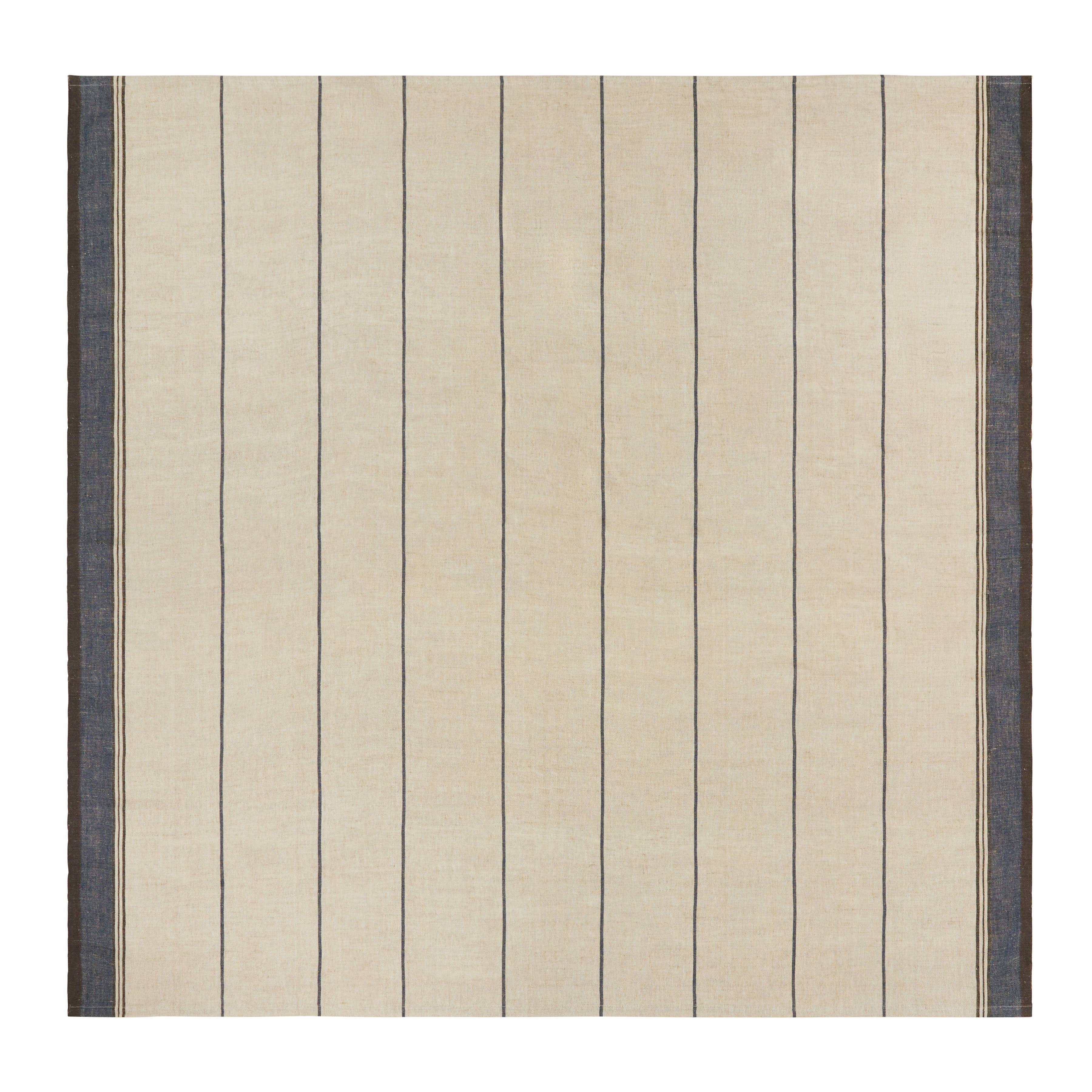 Eze Ivory & Blue Tablecloth: 60x60
