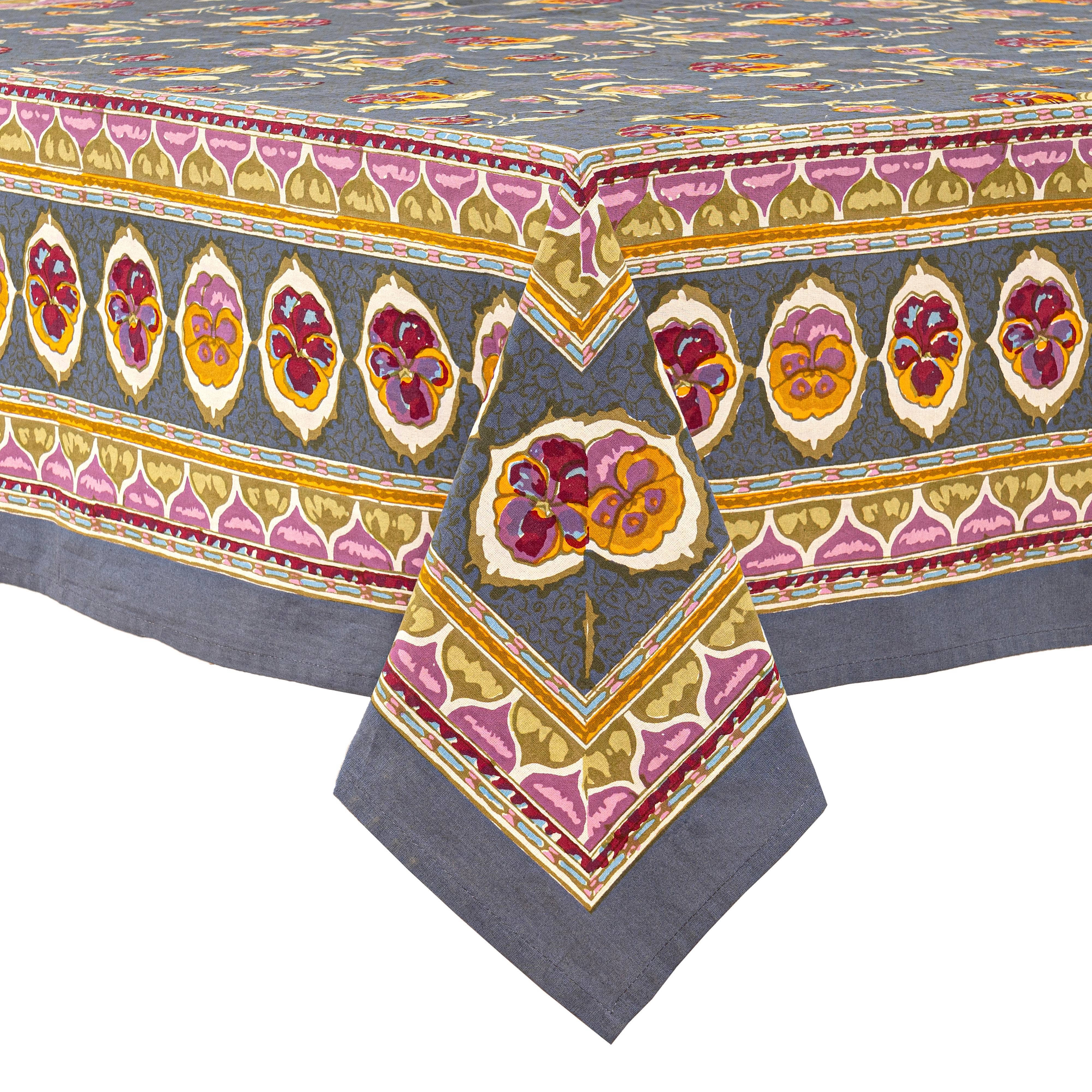 Pansy Red & Grey | French Tablecloths: 71" x 71"
