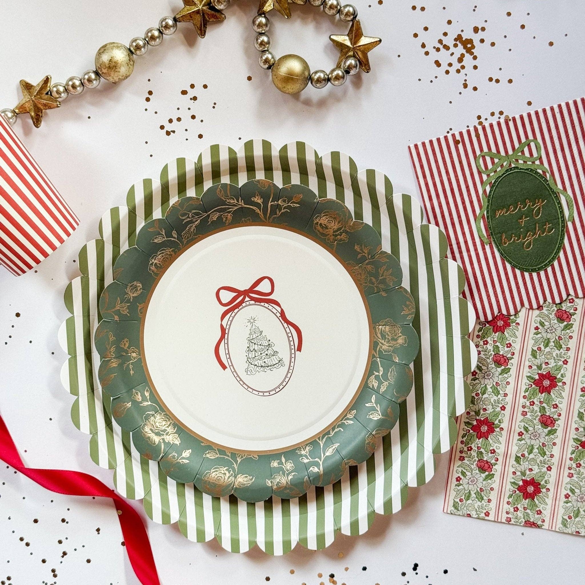 Hearth & Holly Vintage Floral Striped Guest Napkins (24pcs)