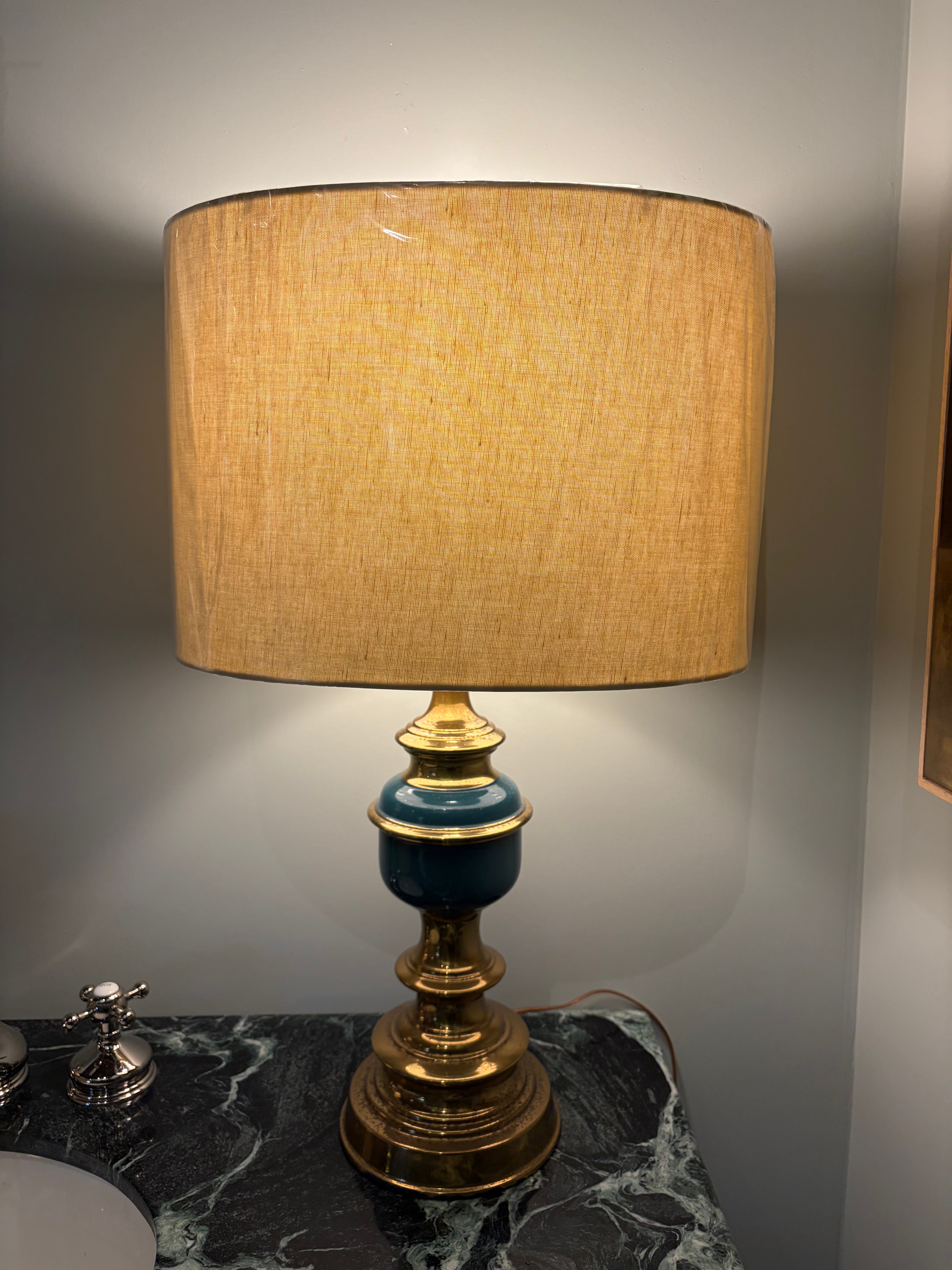 Pair of Brass Architectural Table Lamps