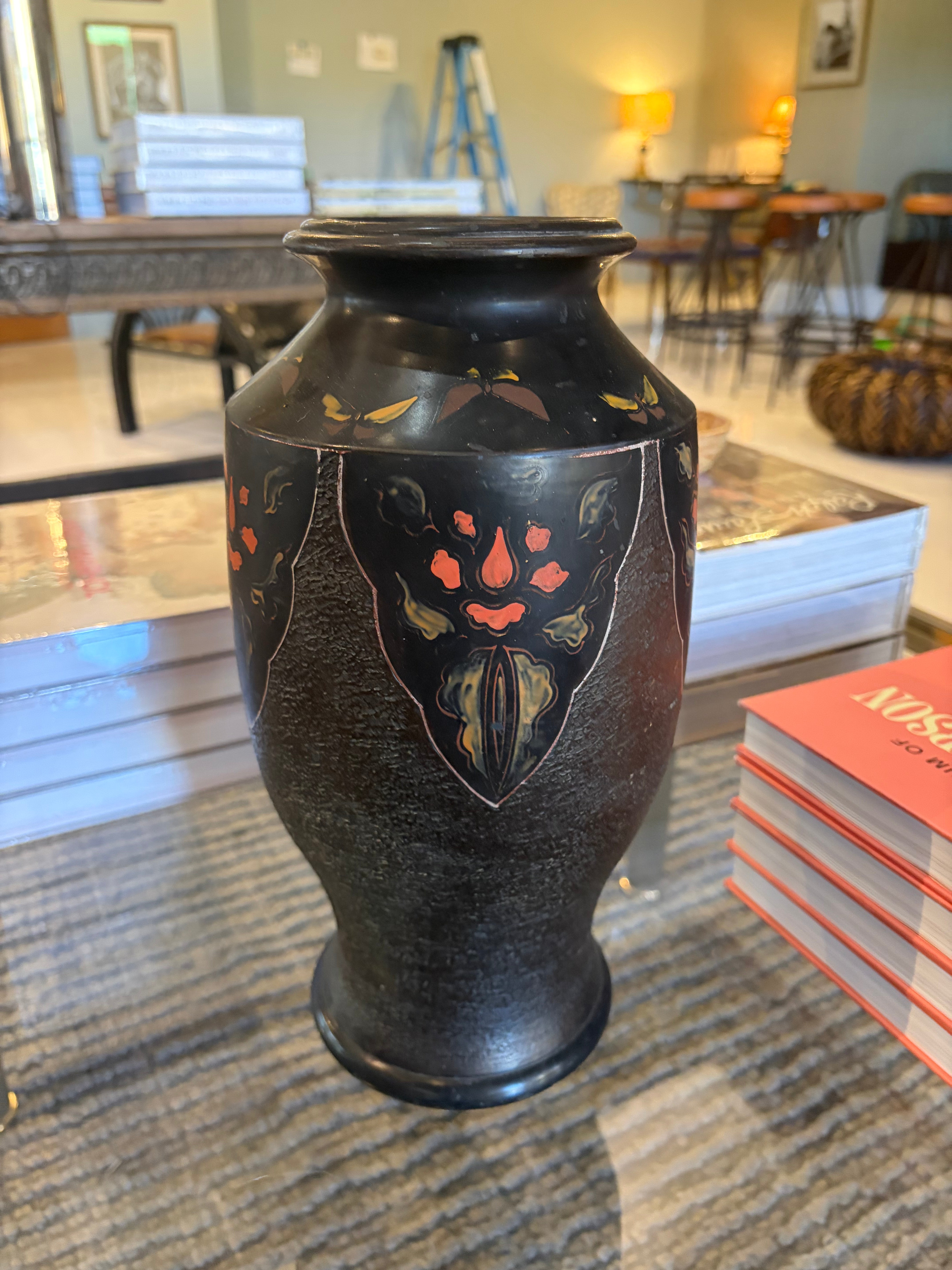 Vintage Black Painted Vase