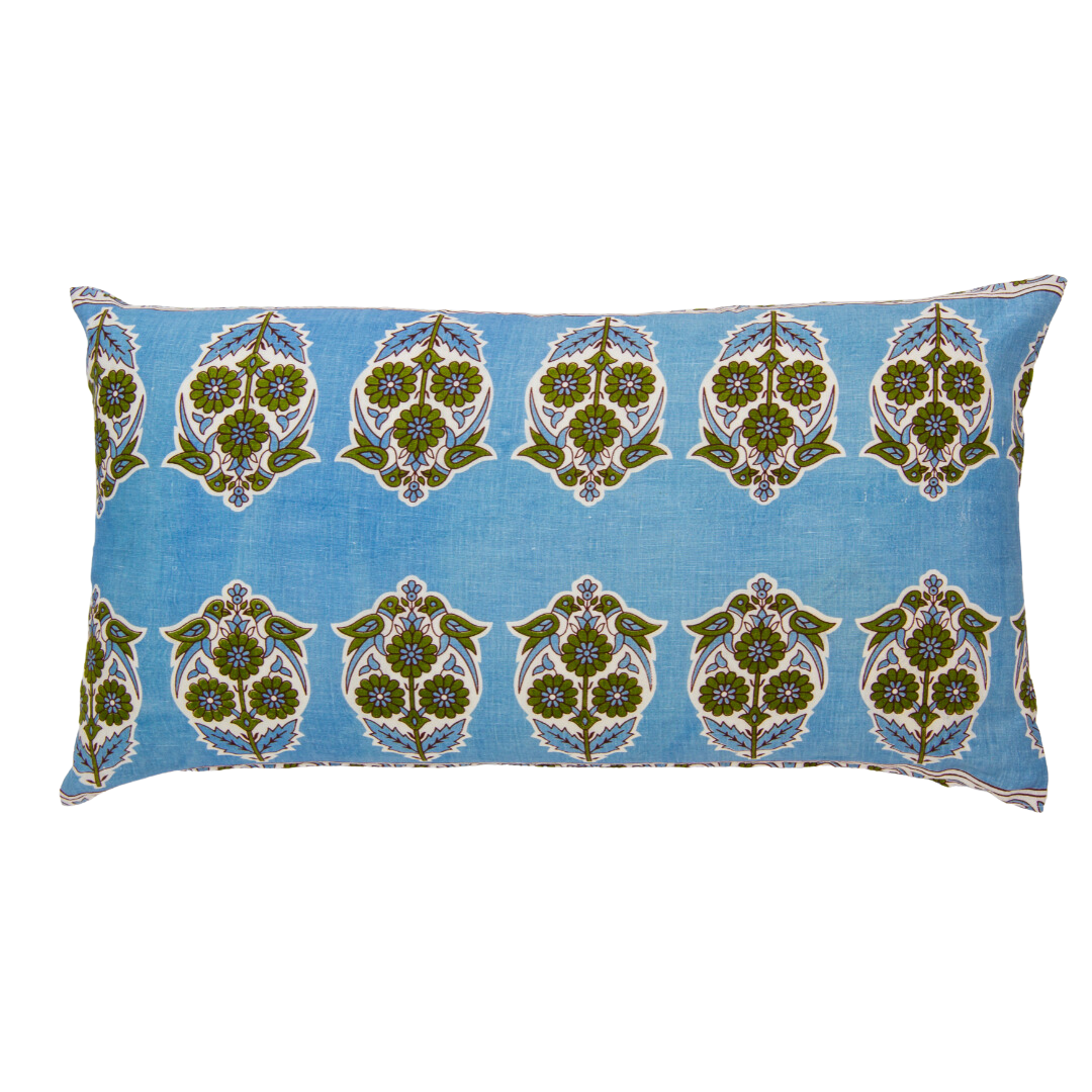 Parakeets Blue/Green Lumbar Pillow Cover 15x28