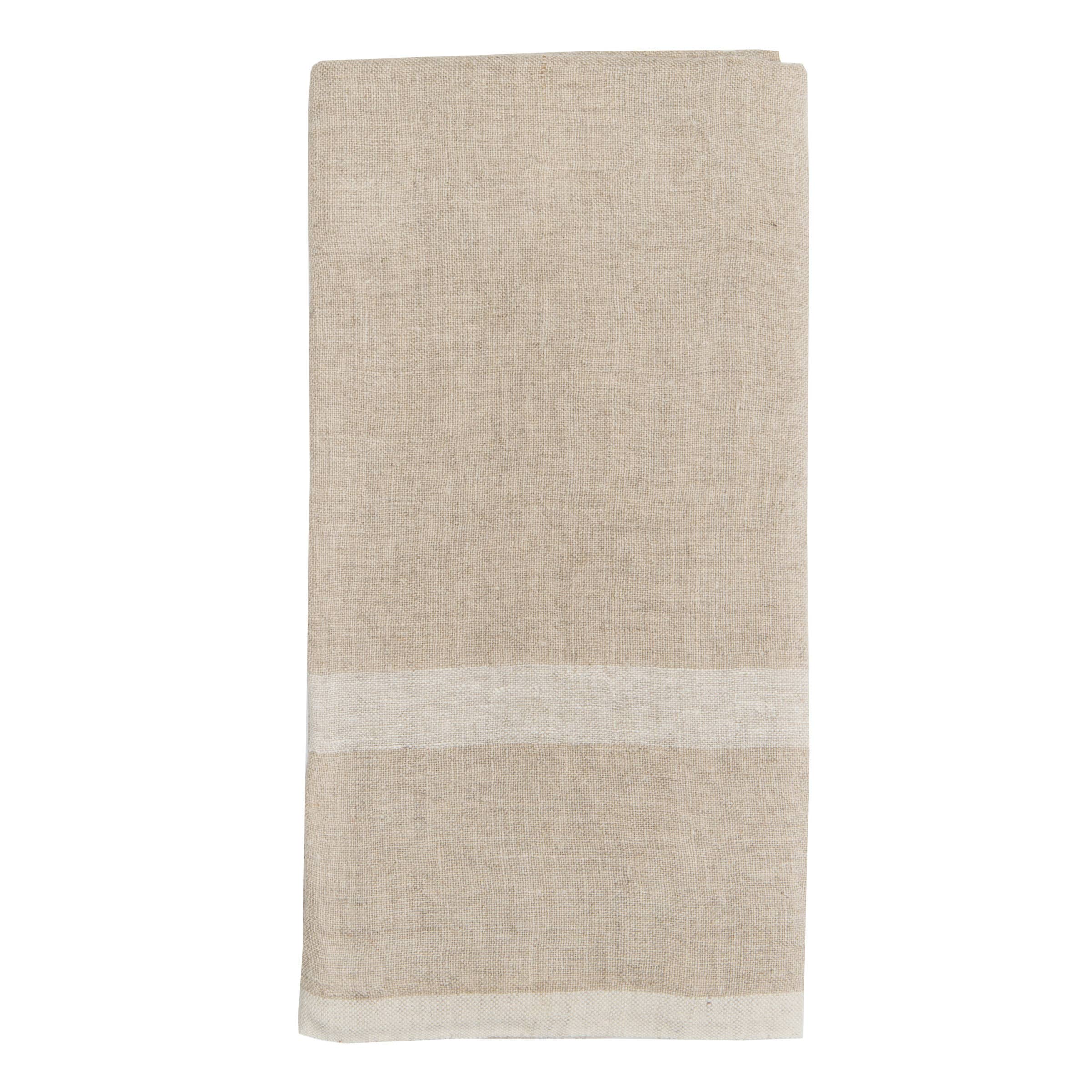 Laundered Linen Natural/White Towels 20x30