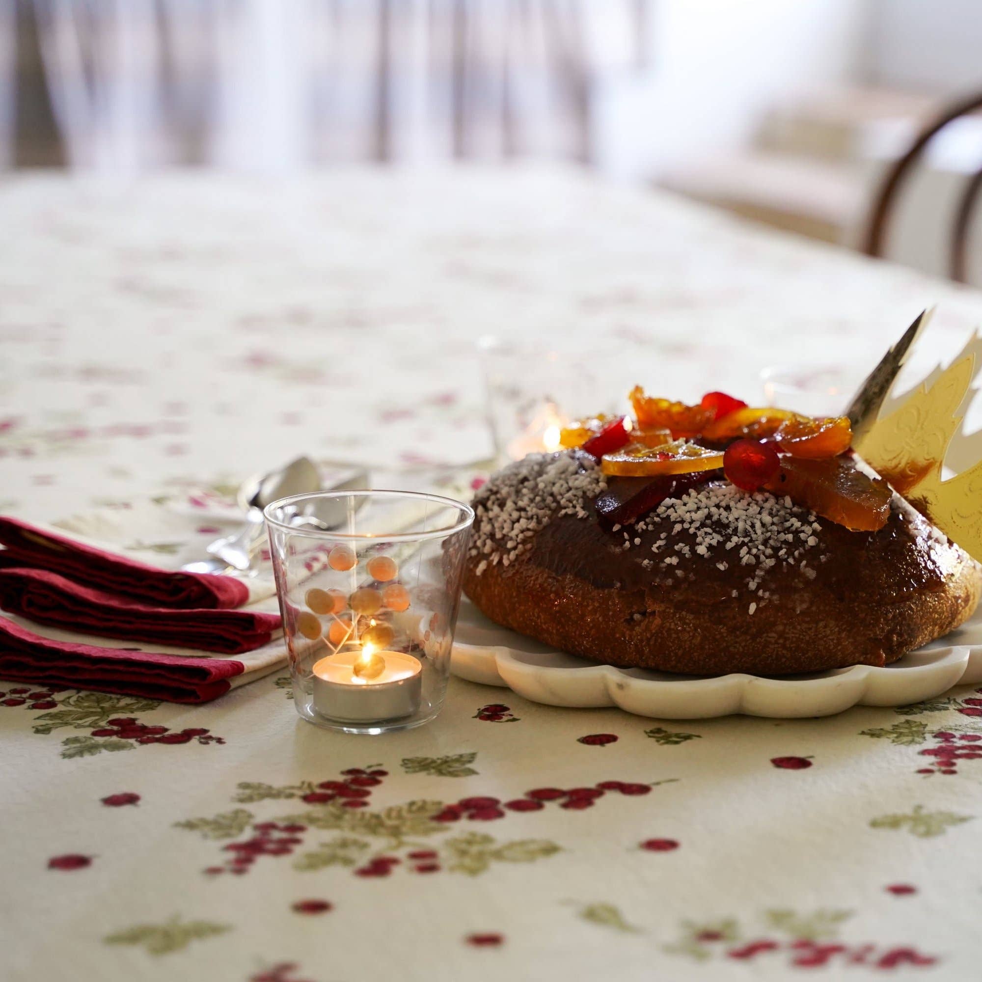 Gooseberry Red & Green | French Tablecloths: 71" x 106"