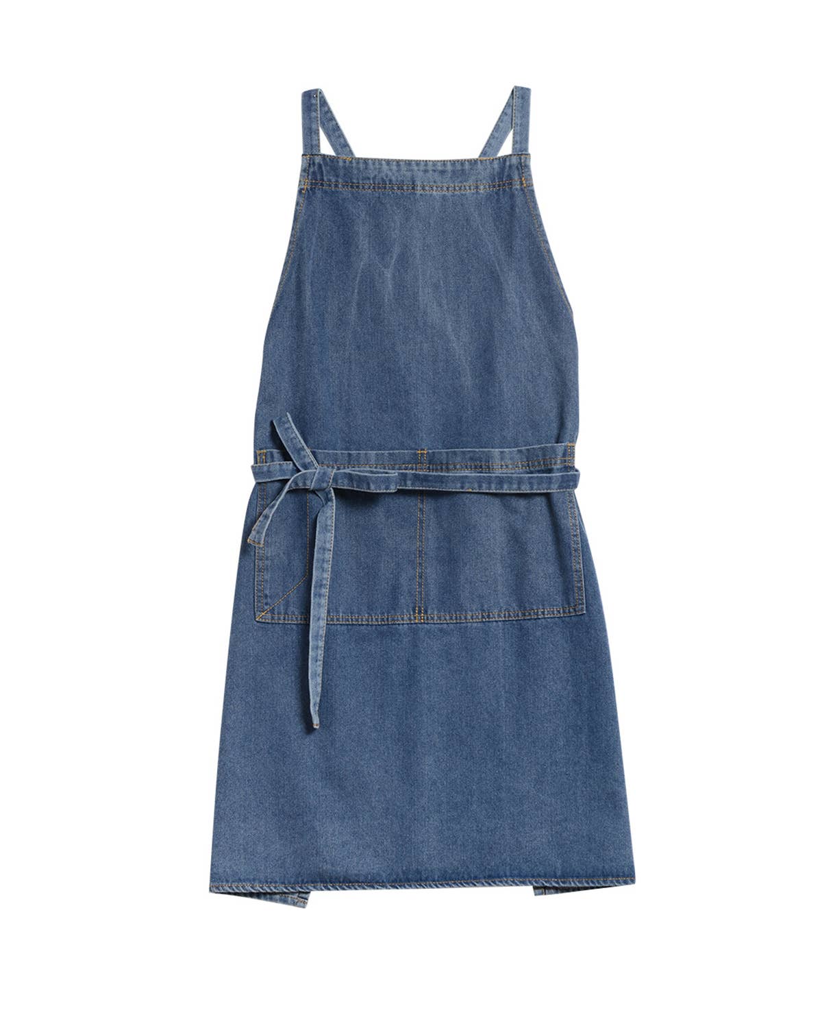Washed Denim Apron: Light Blue