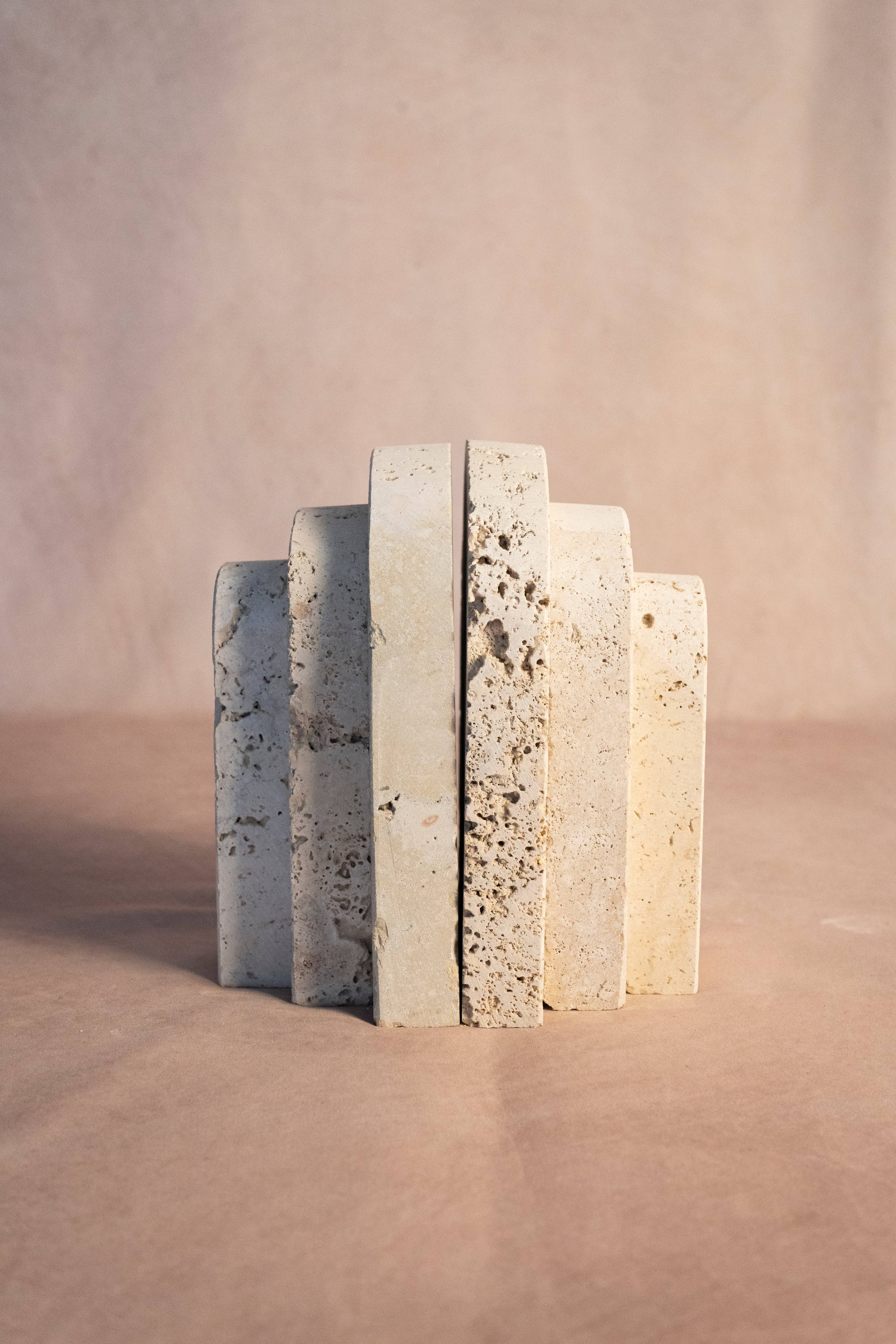 Bookend- 3 Plate- Travertine