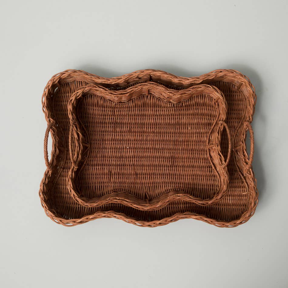 Rattan Scalloped Tray Vera Small