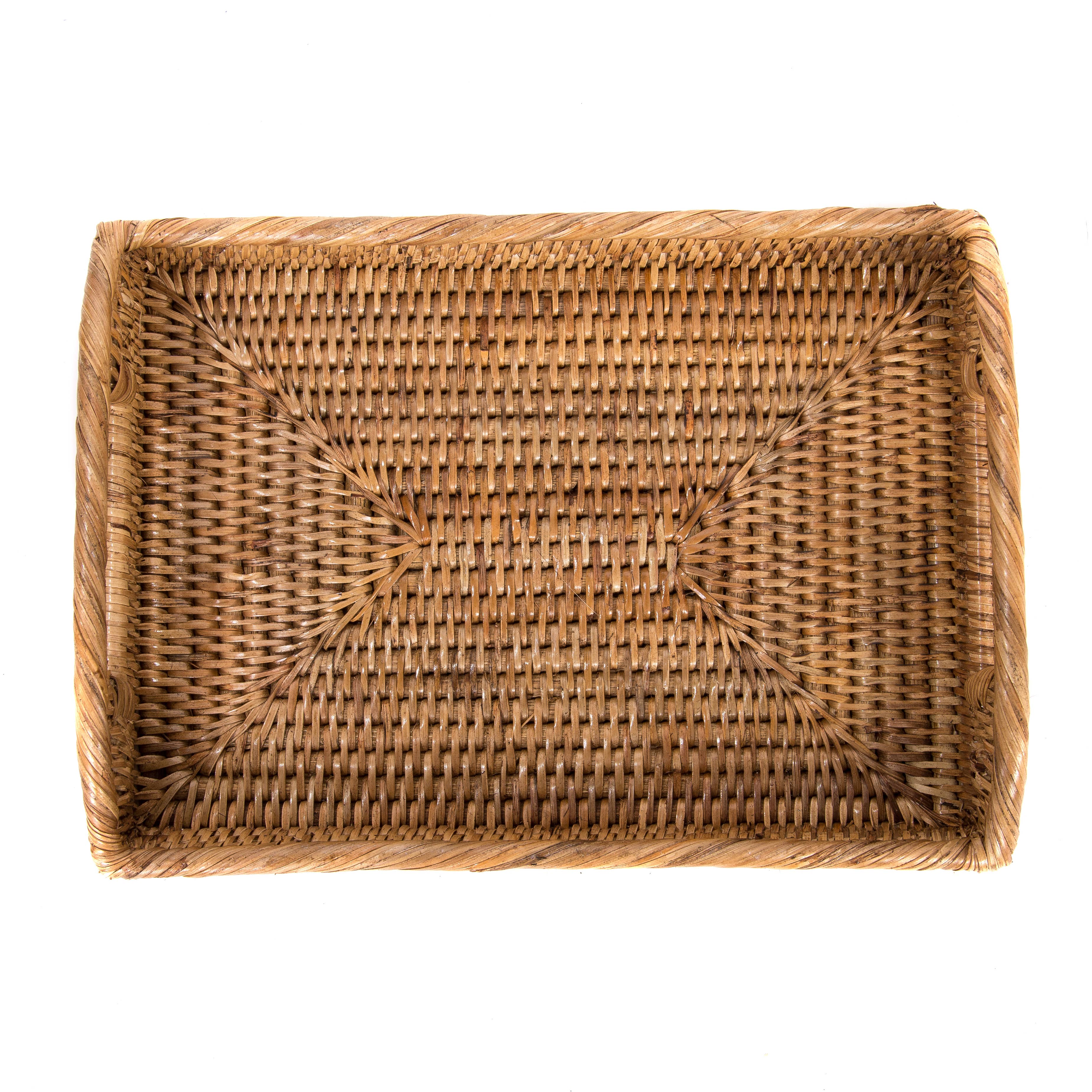 Artifacts Rattan™ Rectangular Vanity Tray With High Handles: Honey Brown