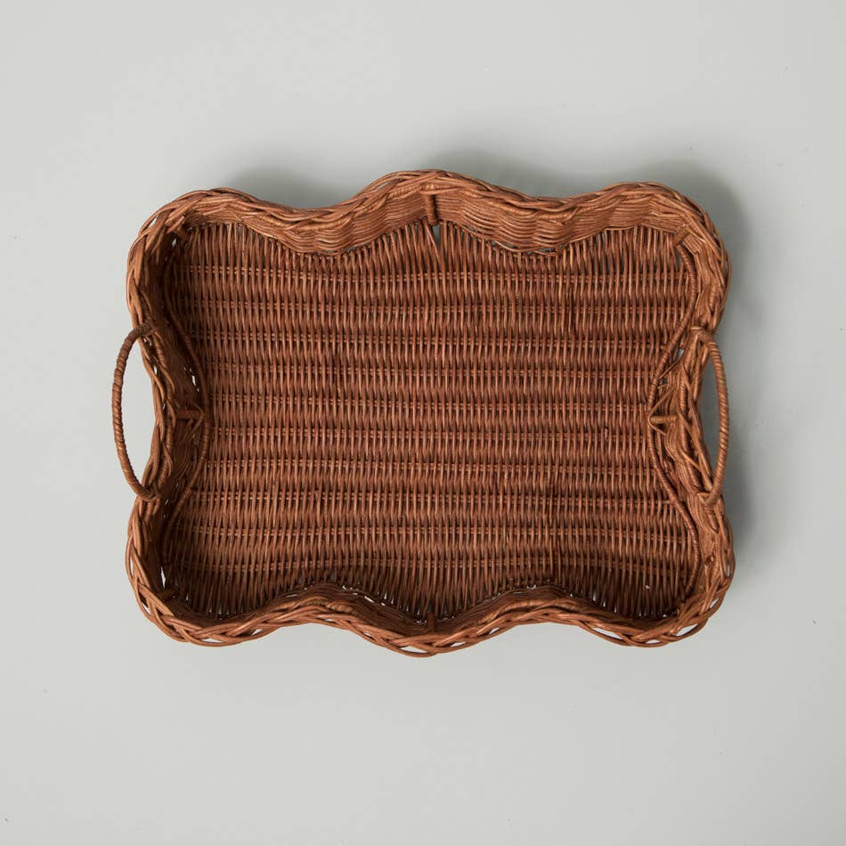 Rattan Scalloped Tray Vera Small