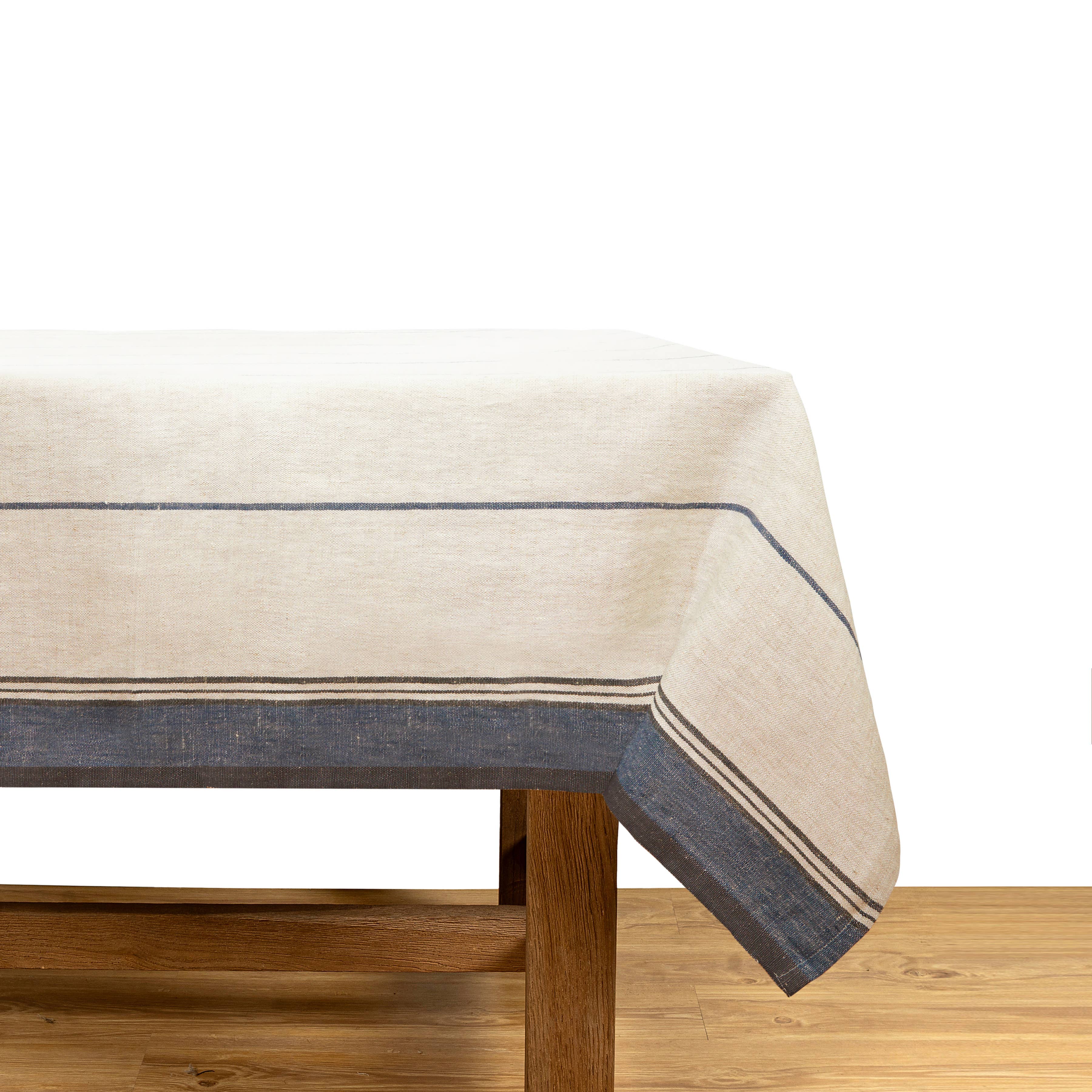 Eze Ivory & Blue Tablecloth: 60x60