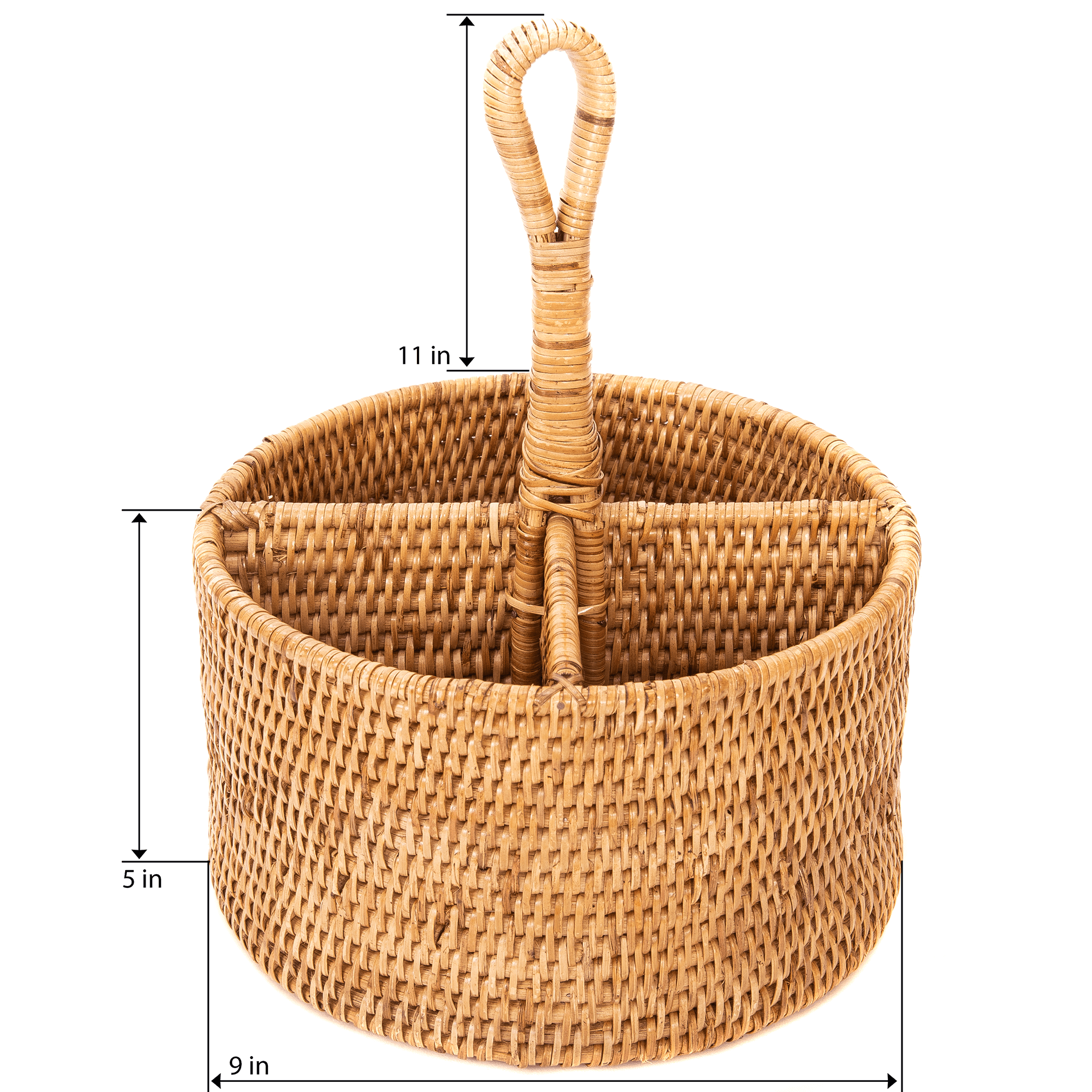 Artifacts Rattan™ 4 Section Caddy/Cutlery Holder: Honey Brown