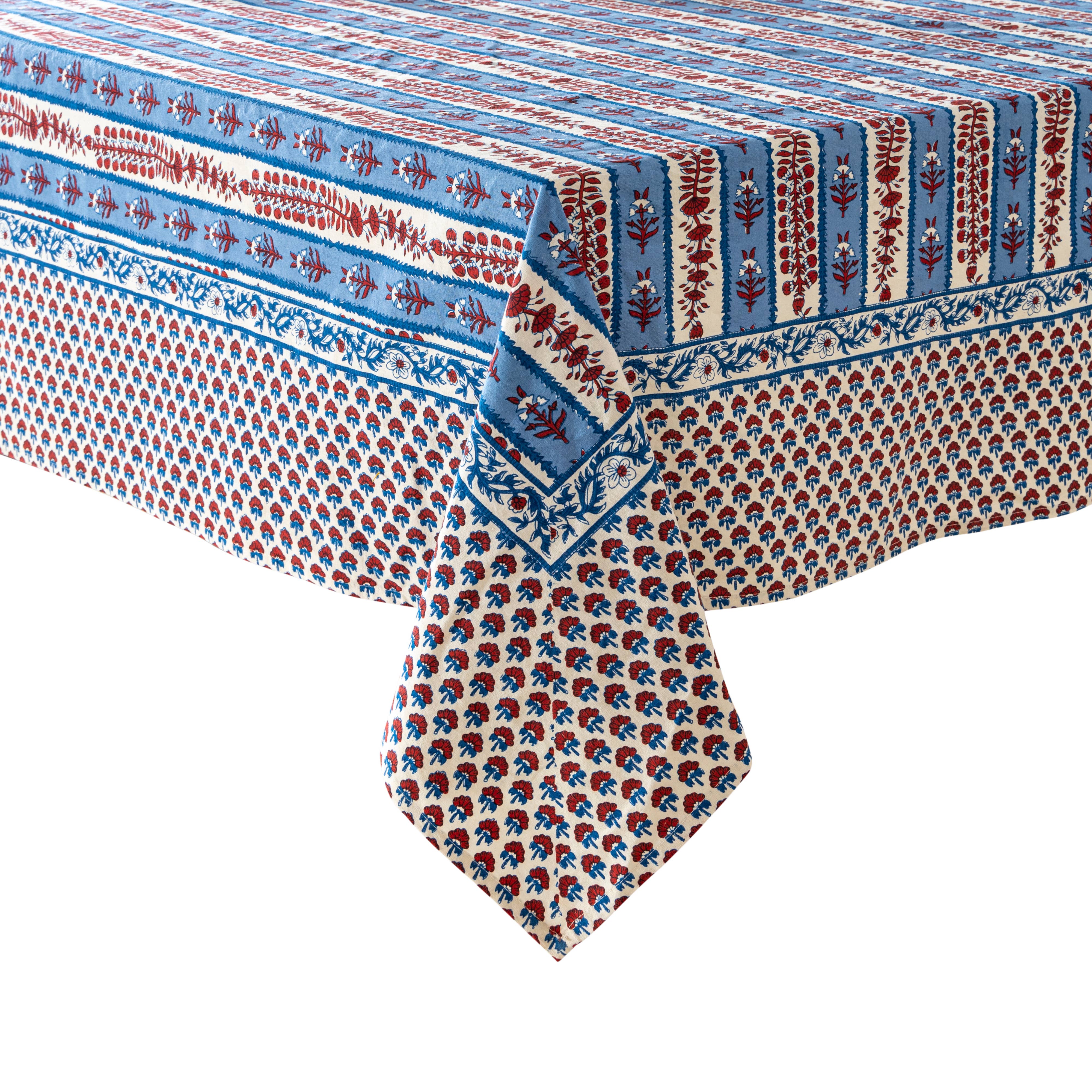Provence Avignon Red & Blue Tablecloth: 90" x 90"