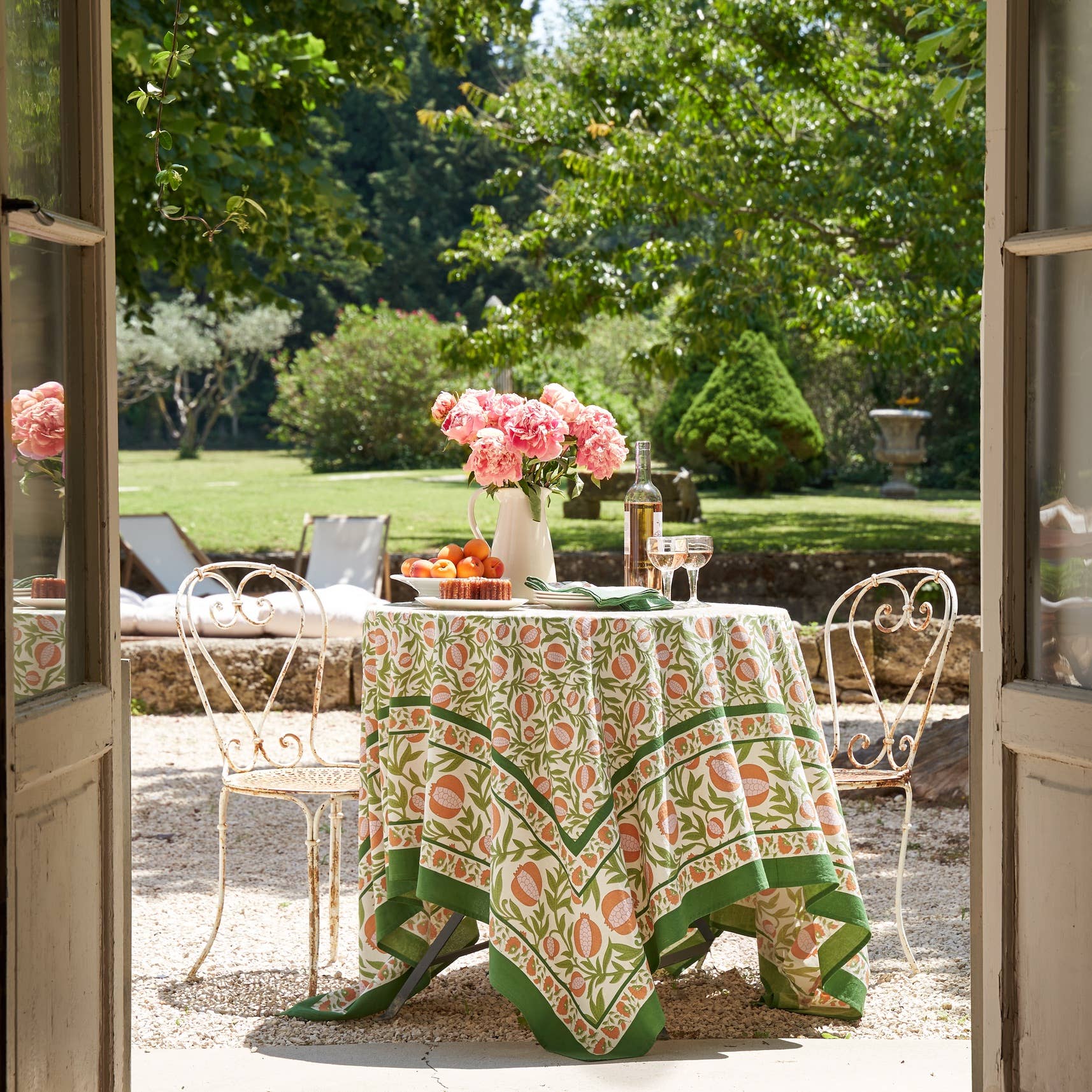 Grenadine Orange & Green Tablecloth: 59" x 59"