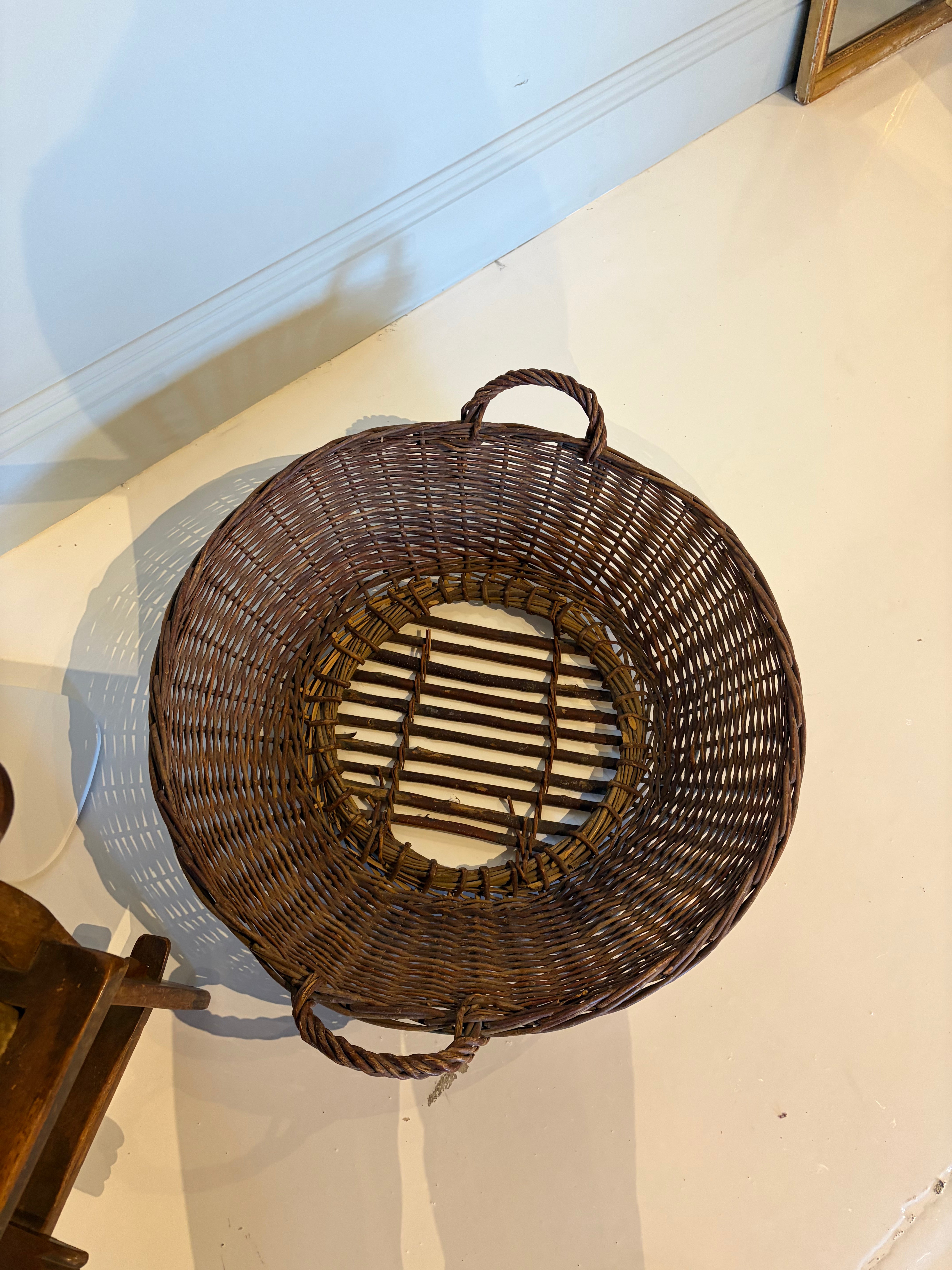 Vintage Oversized Rattan Basket with Handles