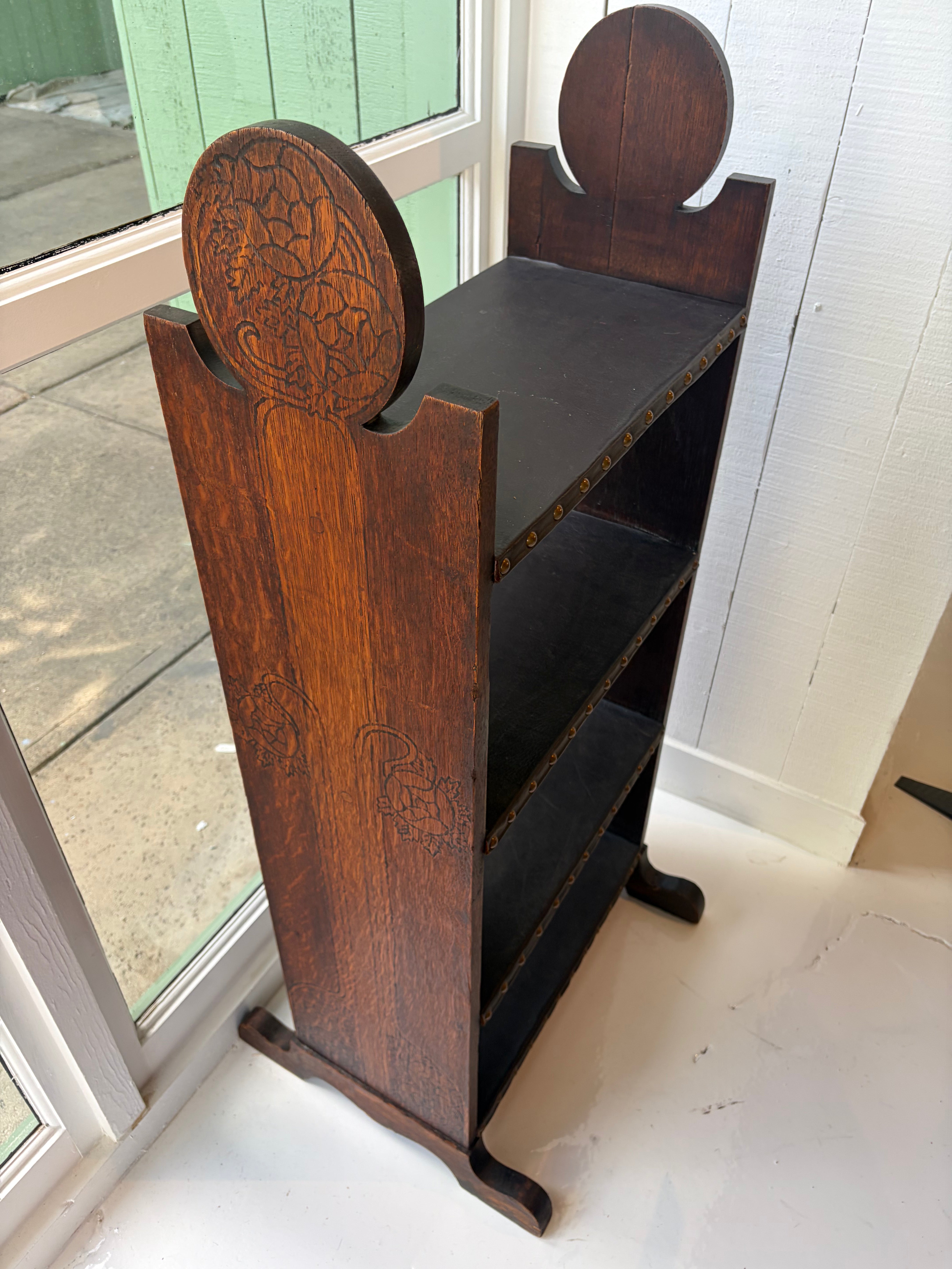 Wooden Bookcase with Studs + Leather